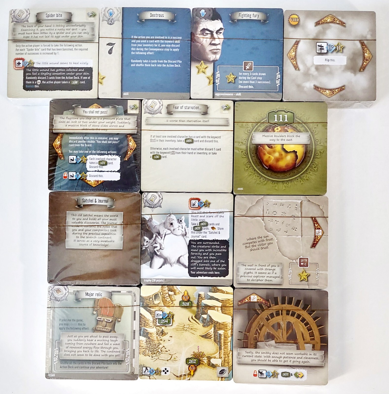 13 Packs of The 7th Continent Replacement Cards for the 2nd Edition