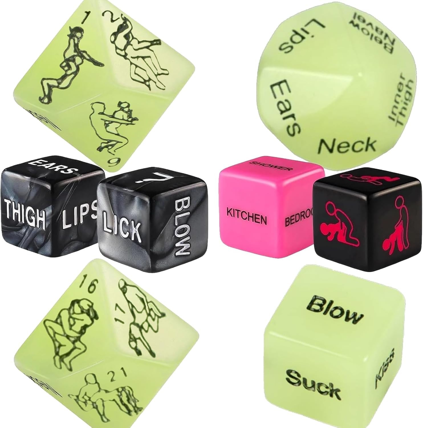 Couples Sex Dice Game Glow in Dark Romantic Adult Partners Play