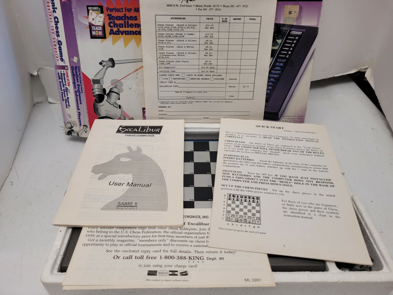 EXCALIBUR Sabre II Electronic Computer Chess Game **Excellent**