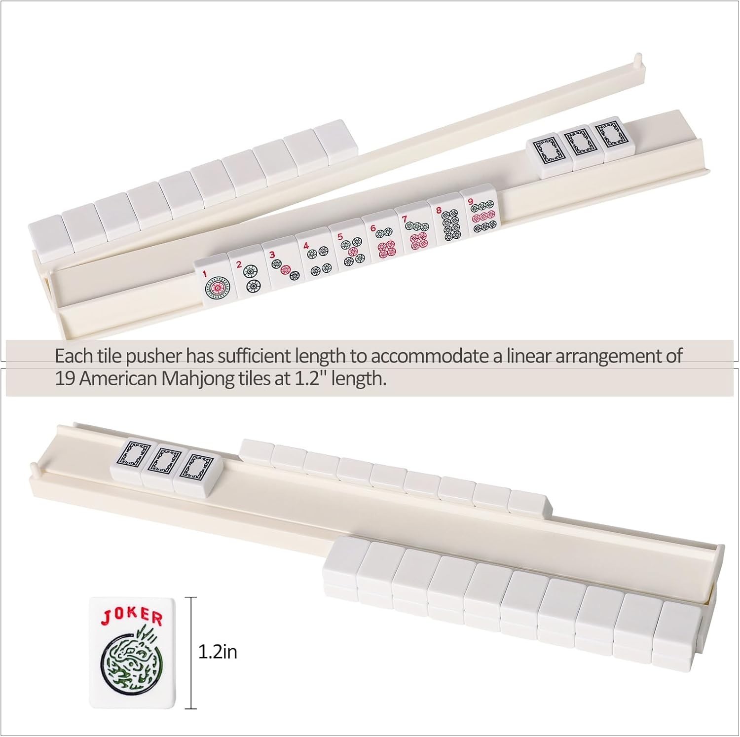 4PCS Mahjong Racks with Pushers White, American Mahjong All-in-one Tile Rack