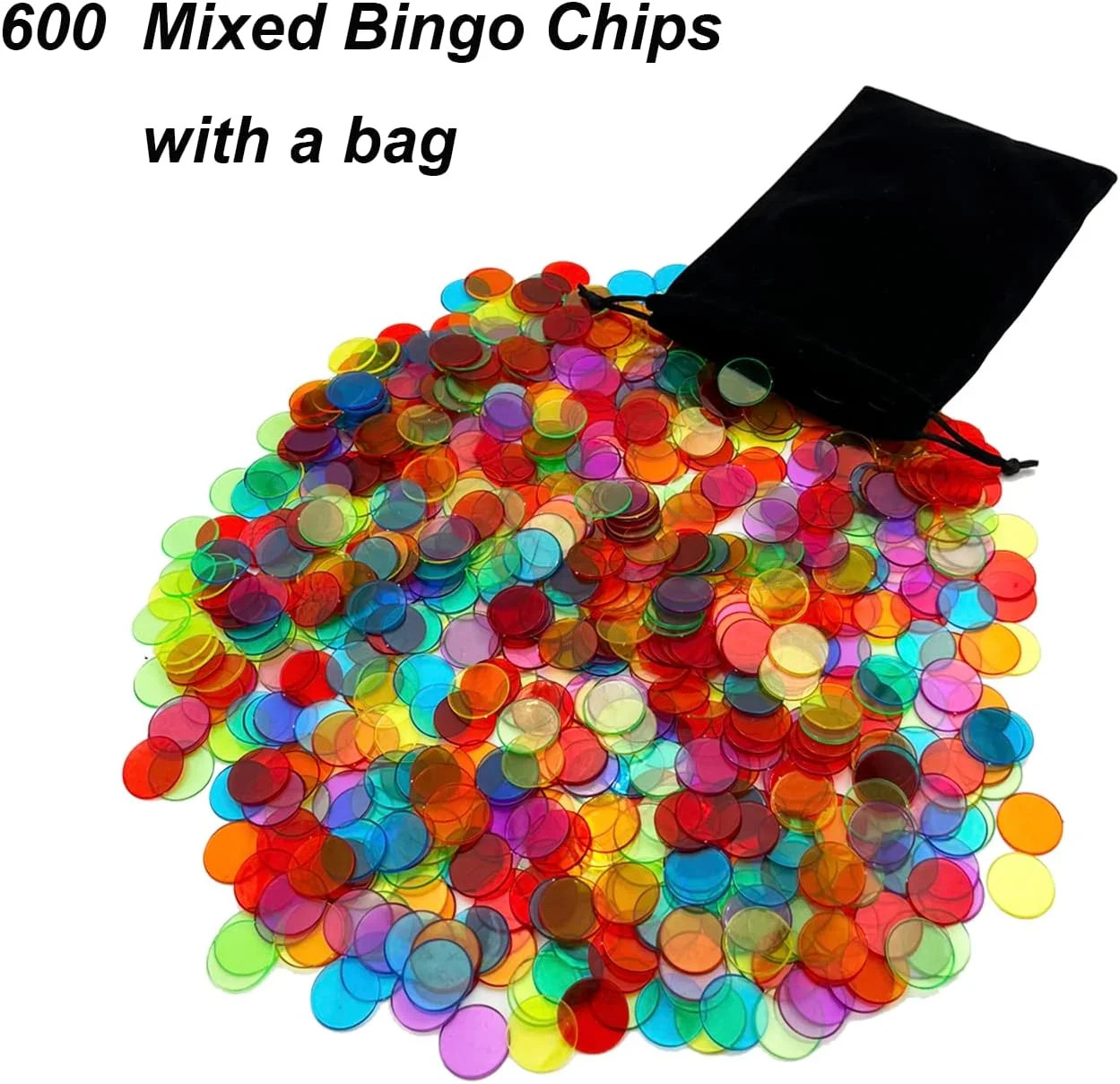 JUNWRROW Deluxe Bingo Game Set-Includes Bingo Cage,600 Colorful Plastic Chips wi