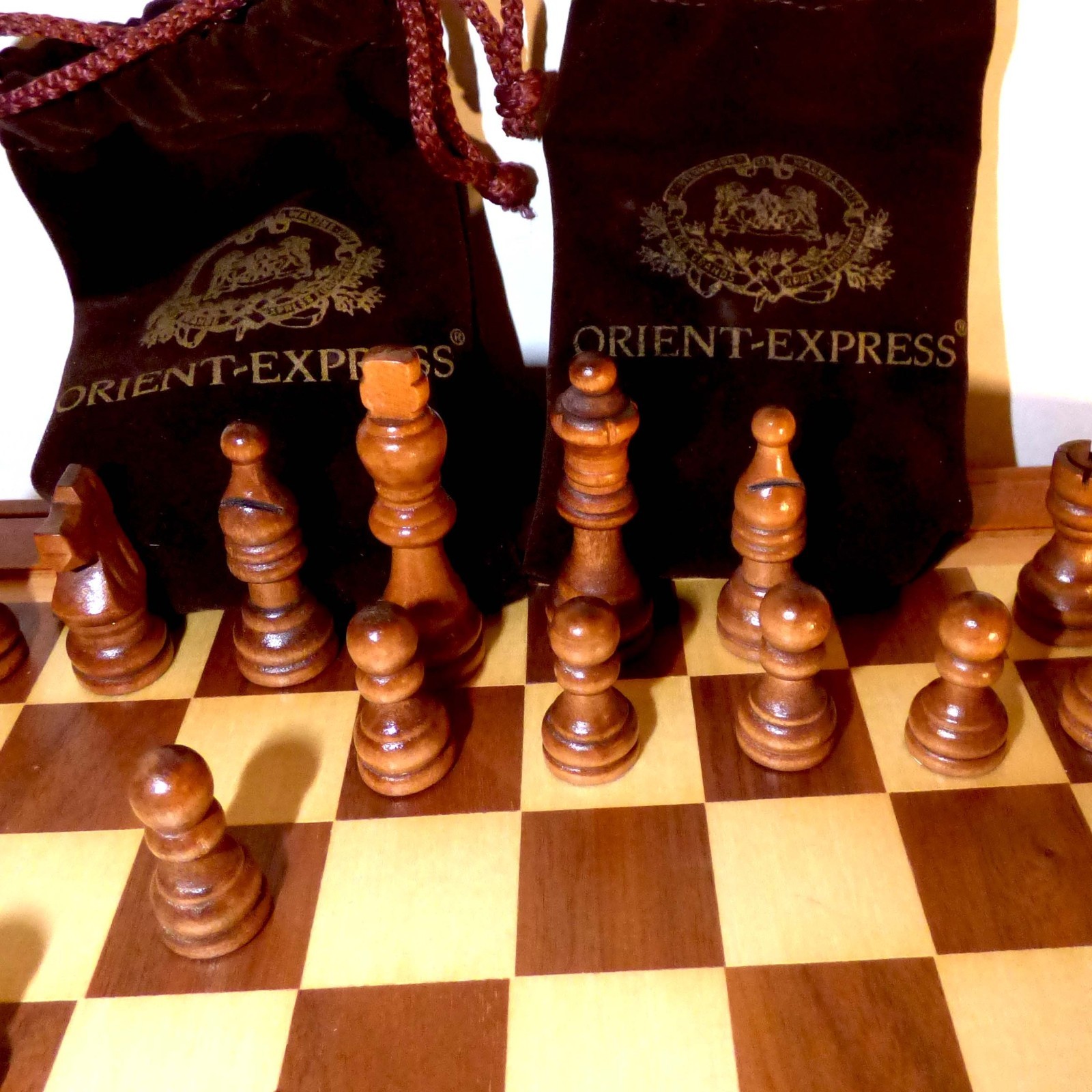 Orient Express Luxury Wood Game Set Chess Backgammon Dominoes Cards Complete