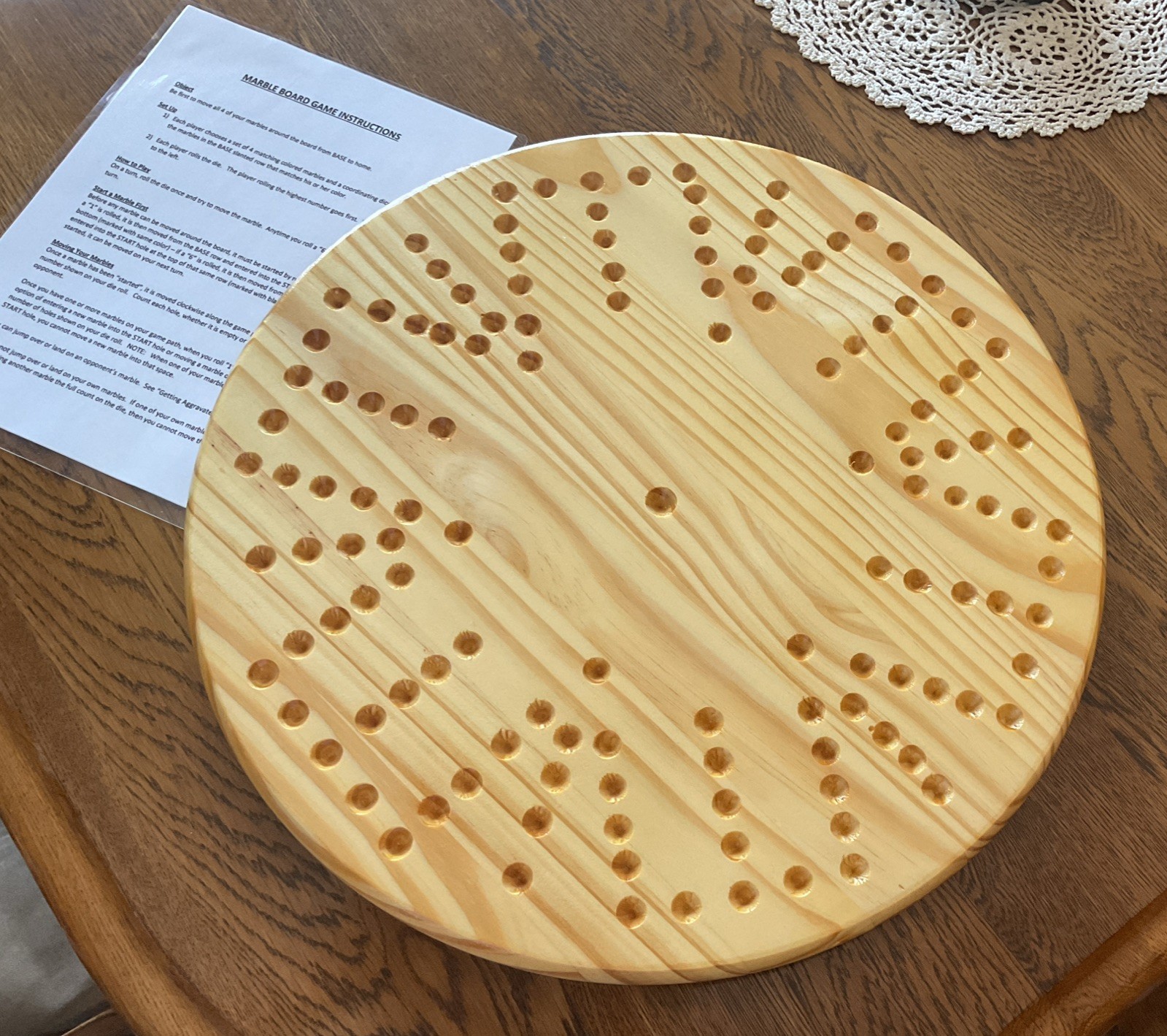 18” 6 PLAYER PINE WOOD AGGRAVATION MARBLE GAME BOARD 2 to 6 PLAYERS. NEW
