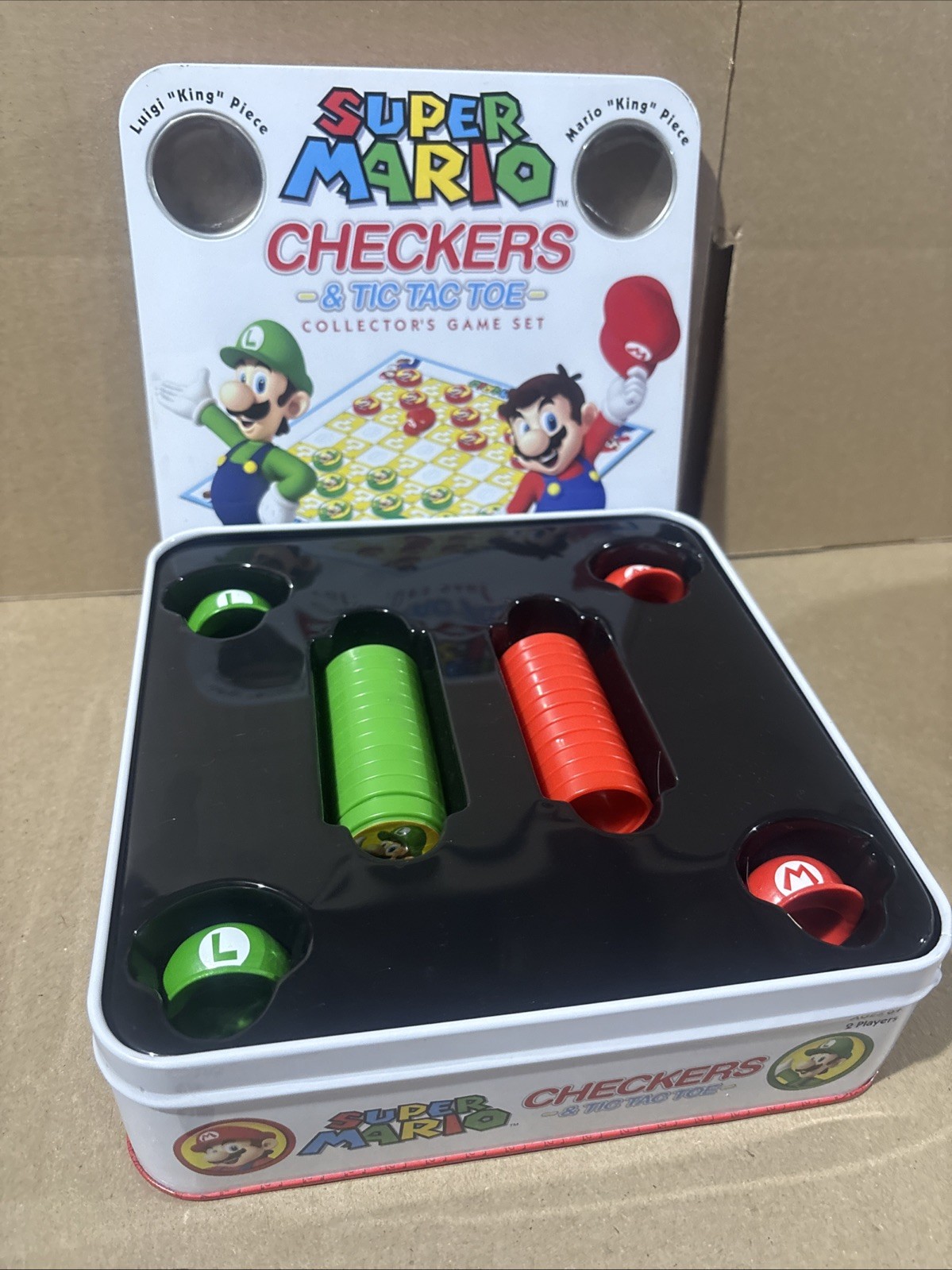 USAopoly Super Mario Vs Luigi Checkers And TTT Game Set Nintendo Open Never Used