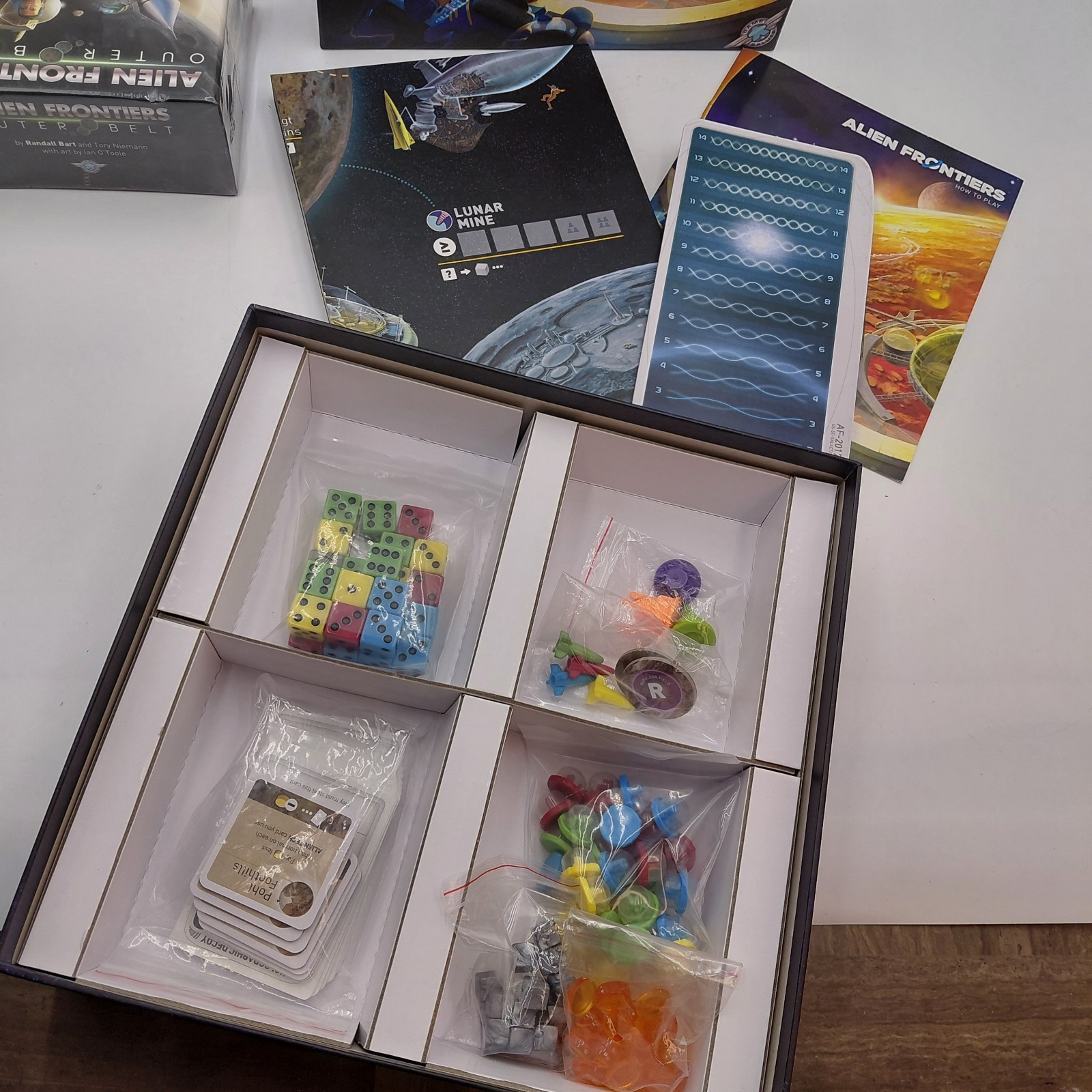 Alien Frontiers Outer Belt Expansion Box Sealed & Open Board Game Space Family