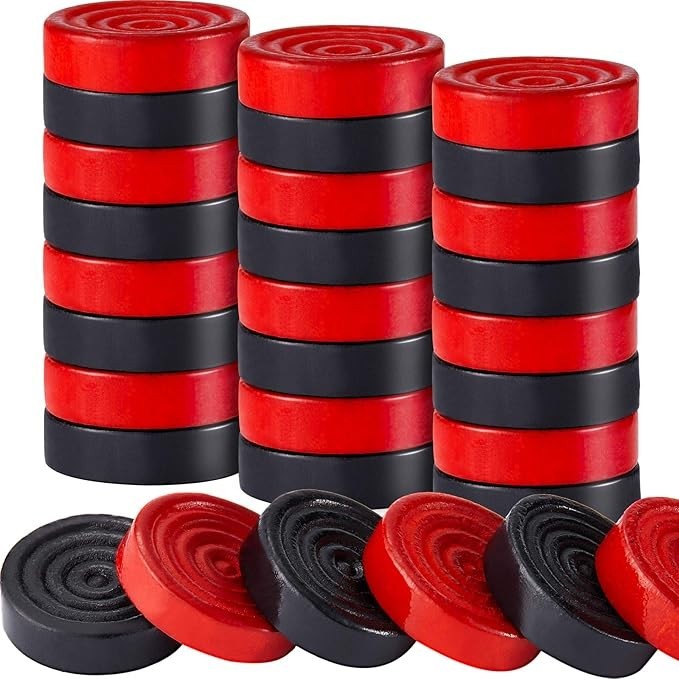 24 Pcs Wooden Checkers Pieces with Stackable in Drawstring Storage Pouch