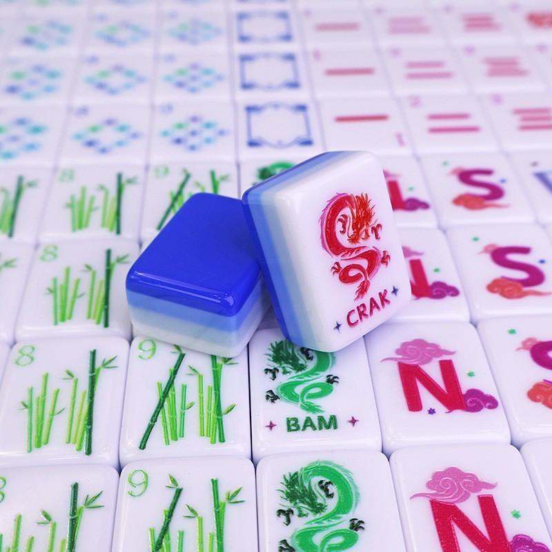 NEW! Vibrant Layered Mahjong Tiles – Full American Set 160Tiles – blue acrylic