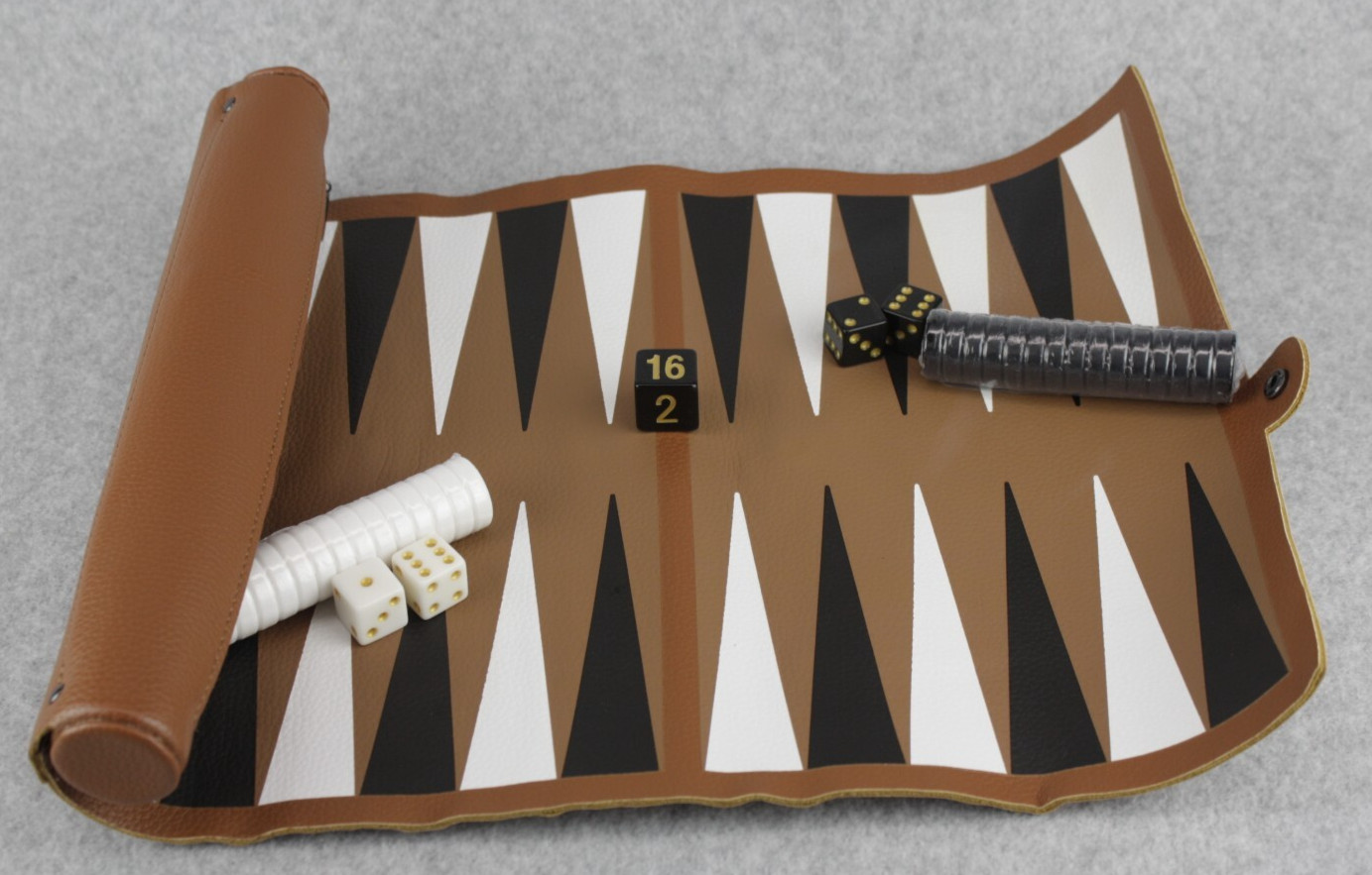 NEW Hearth & Hand Travel Rollable Backgammon Set Faux Leather 36 Piece FREE SHIP