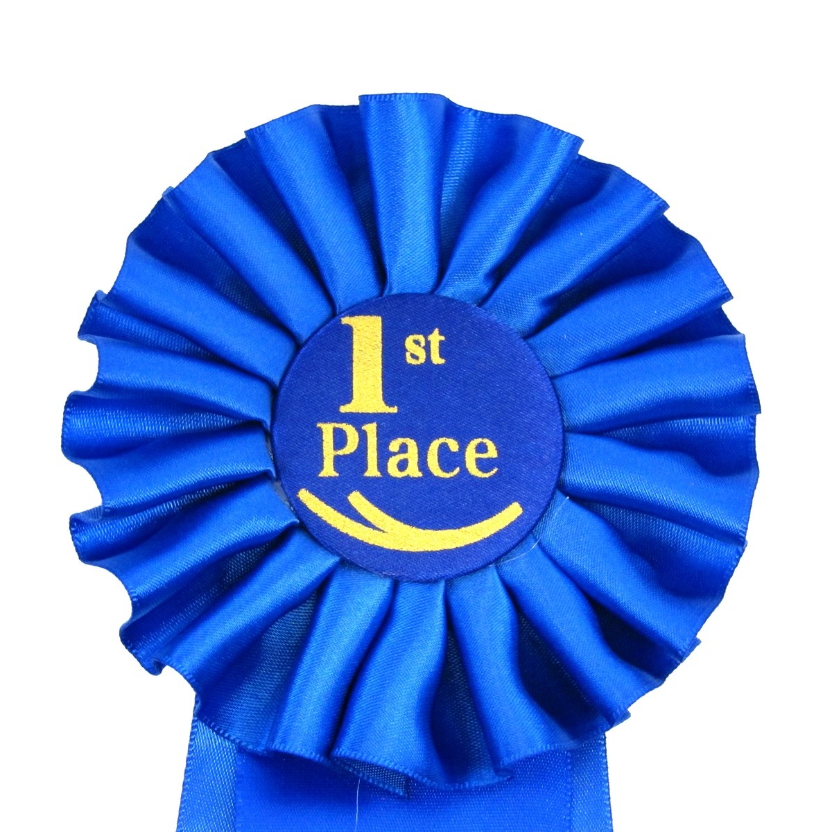 Deluxe Blue 1st First Place Award Ribbon Rosette Winner Trophy Badge Class Medal