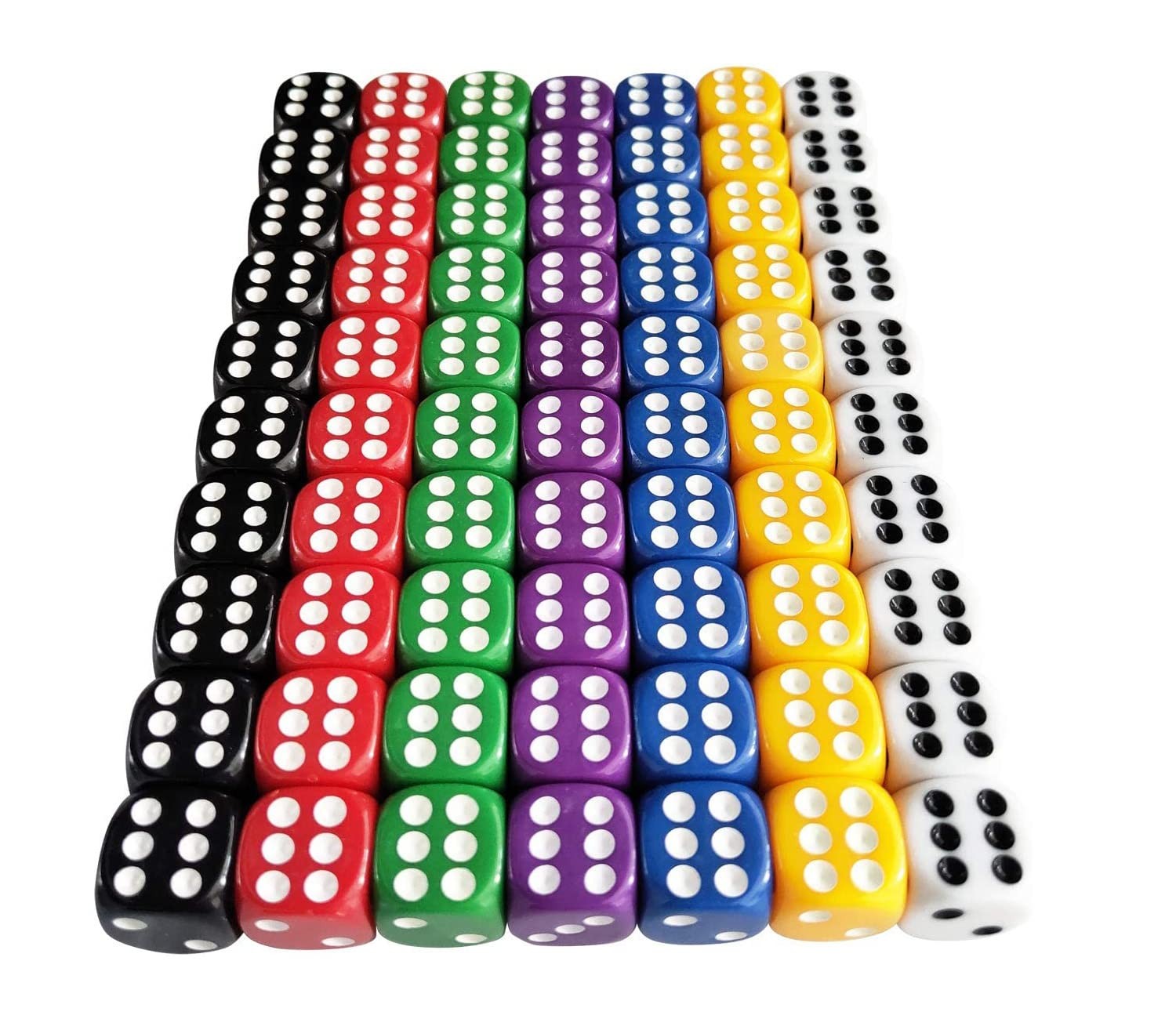70pcs Dice 12mm Colorful Dice, 6 Sided 7 Colors, Translucent, Colors…