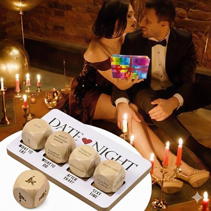 Date Night Dice Set for Couples, 5PCS Valentine’s Day Dating Decision Wooden …