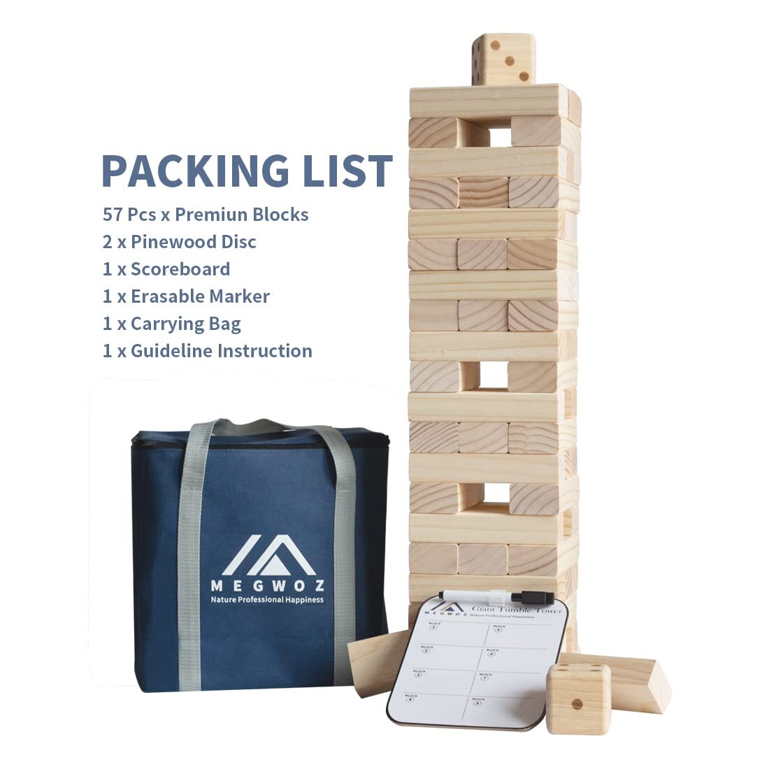 Giant Tumble Tower Family Games for Kids and Adults 57 Blocks New Zealand Pin…