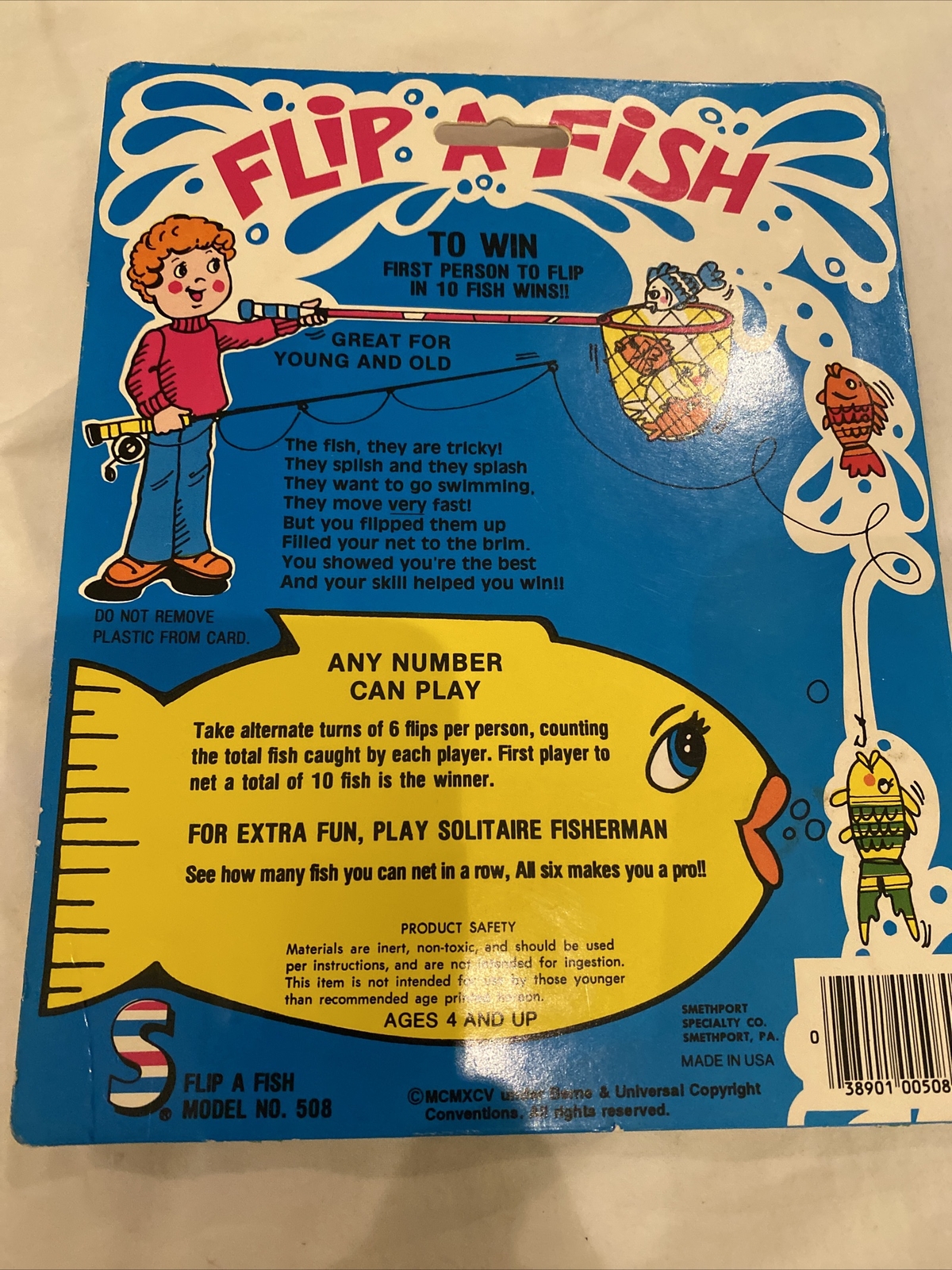Rare HTF Vtg 1981 Smethport Specialty Co. Flip-a-Fish Game #508