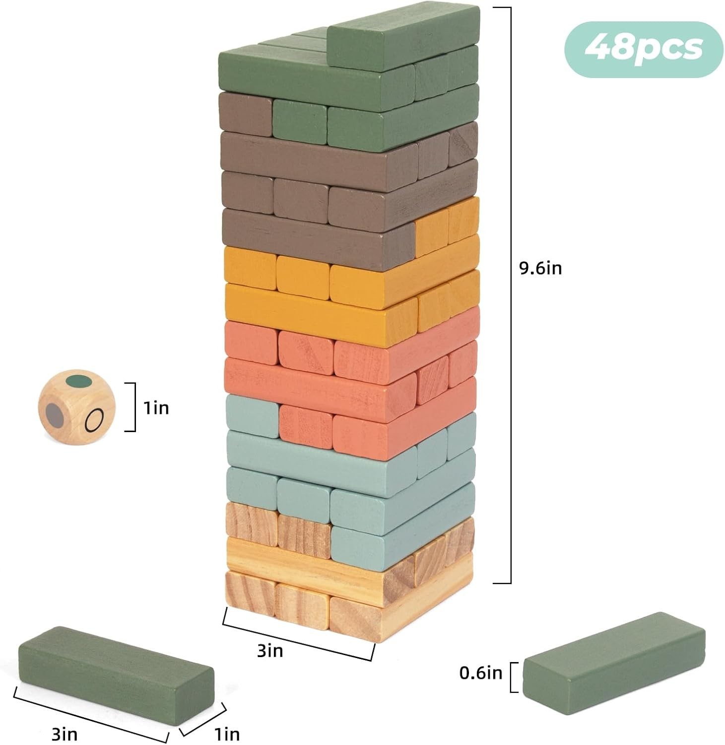 Wooden Stacking Blocks Game 48PCS Tumbling Balancing Blocks