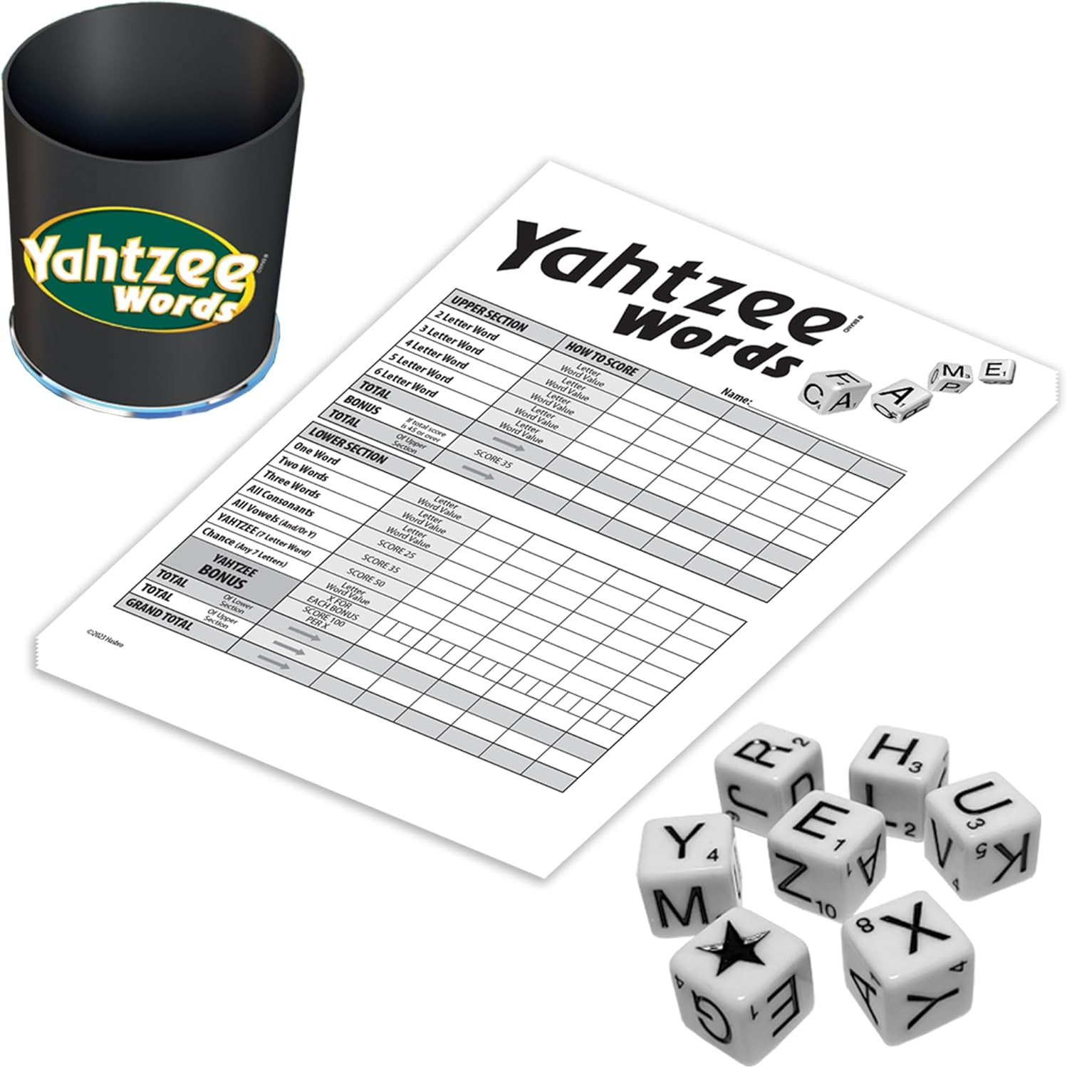 Yahtzee Words Games USA, Family Word Game Version for 2 or More Players, Ages 8+