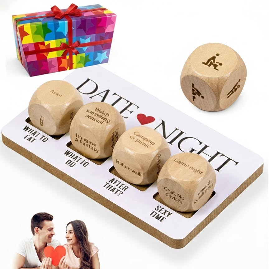Date Night Dice Set for Couples, 5PCS Valentine’s Day Dating Decision Wooden …