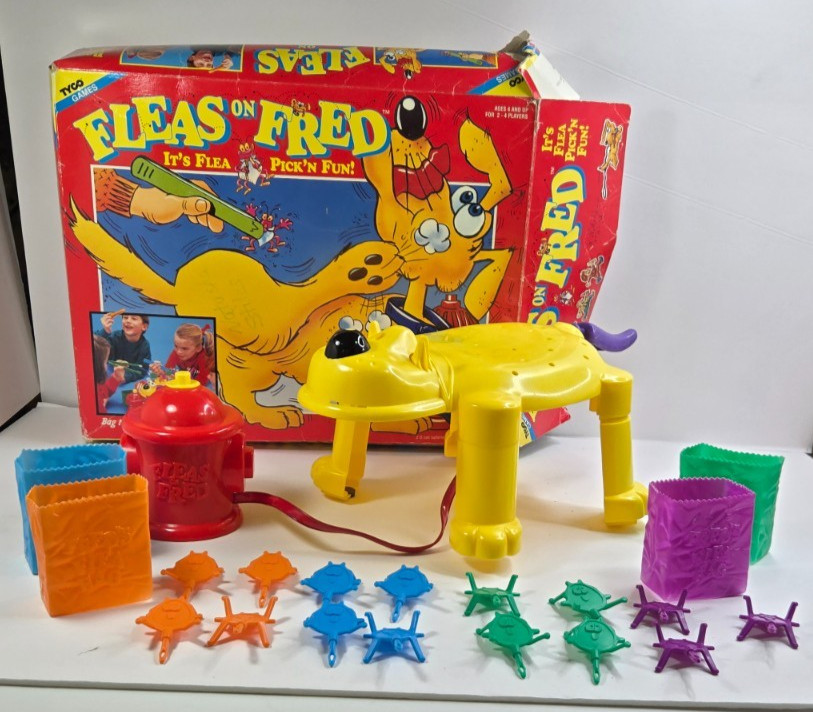 Vintage 1993 Fleas On Fred Tyco Game Tested Missing Pieces Damaged Box Heavy Use