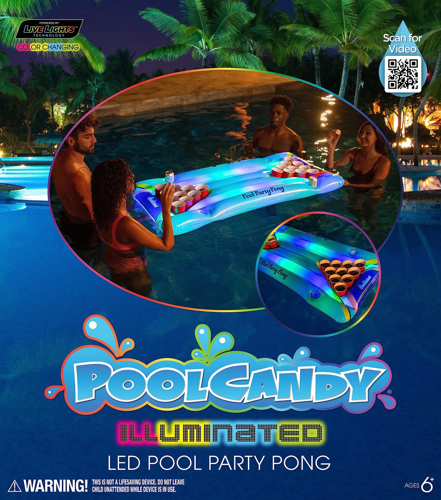 Inflatable Pool Party Pong Illuminated LED