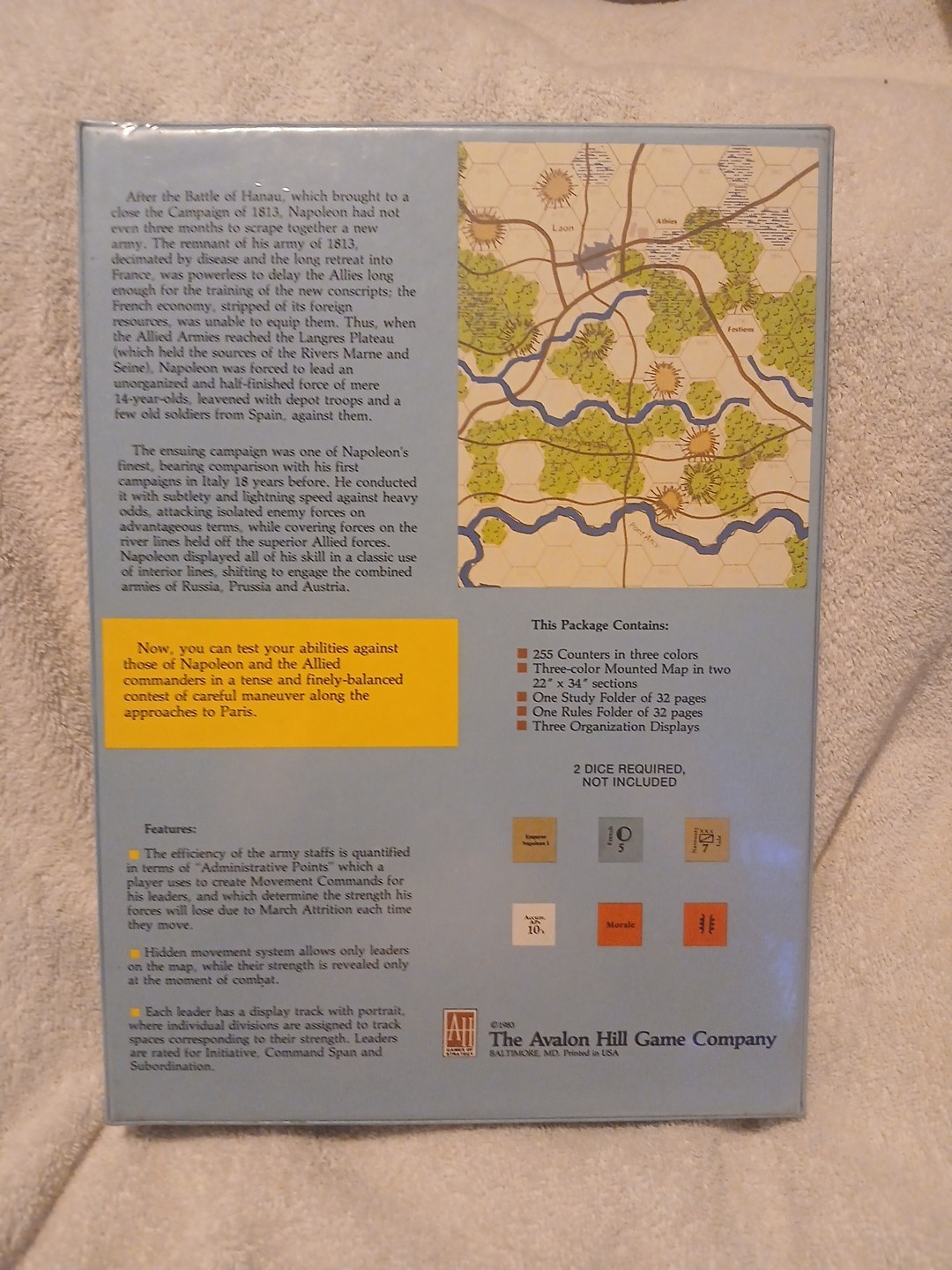 New Sealed Napoleon AT BAY Wargame 1983 Avalon Hill the Campaign in France 1814