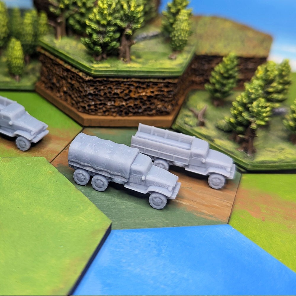 WW2 American GMC CCKW “Jimmy” Supply Truck Models 4pcs | G-508, 15mm, 20mm, 1/72