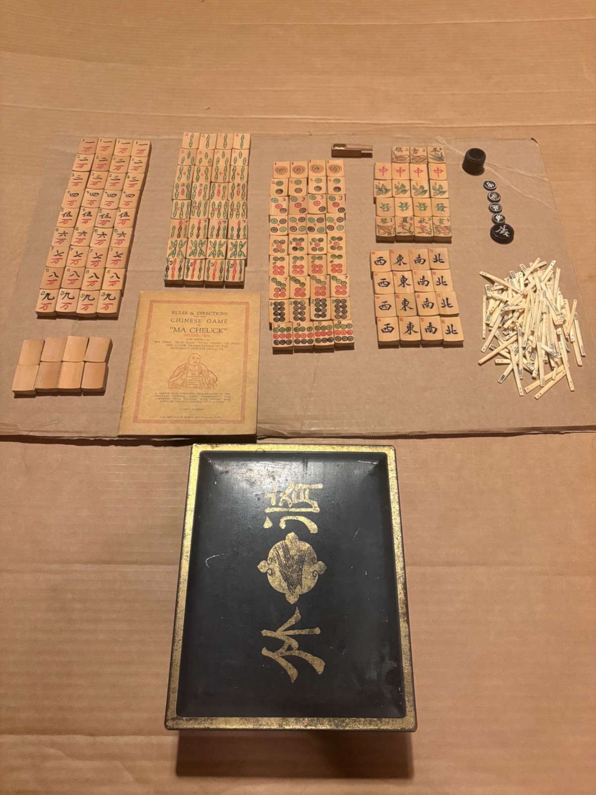 Chinese Ma Cheuck Board Game 1923 Used Possibly Not Complete