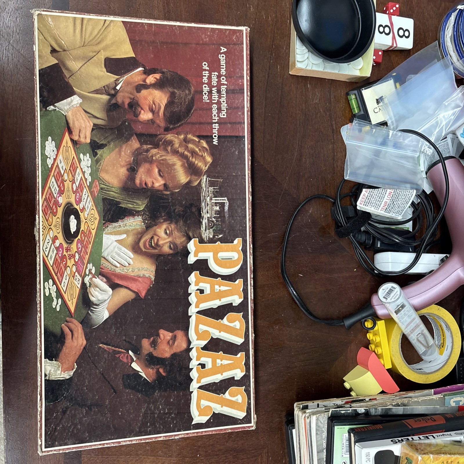 Vintage 1978 PAZAZ Board Game By MB & ES Lowe Card Chips and Dice Family Game