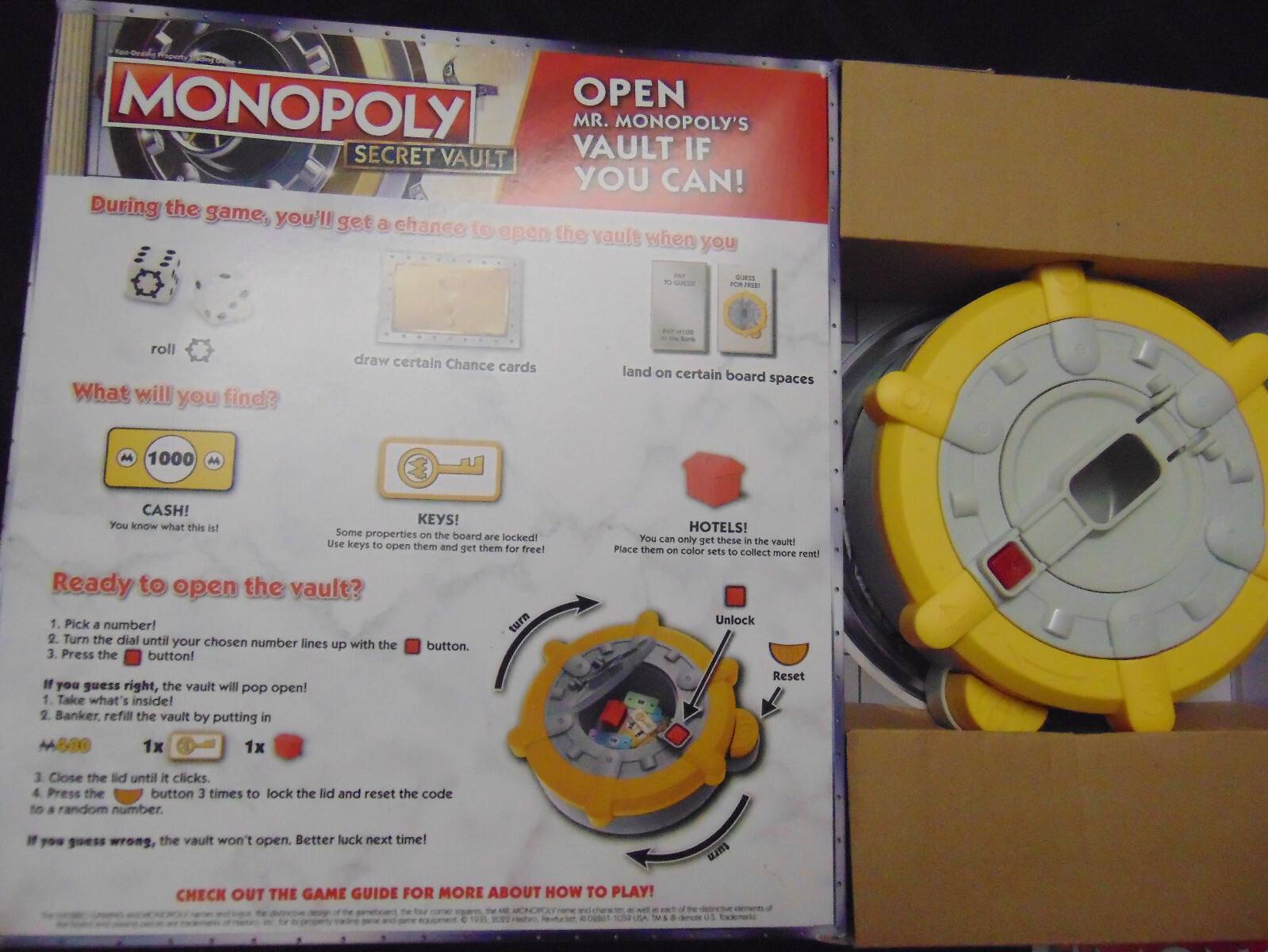 New MONOPOLY Secret Vault Board Game Ages 8+ 2-6 Players Family Board Game