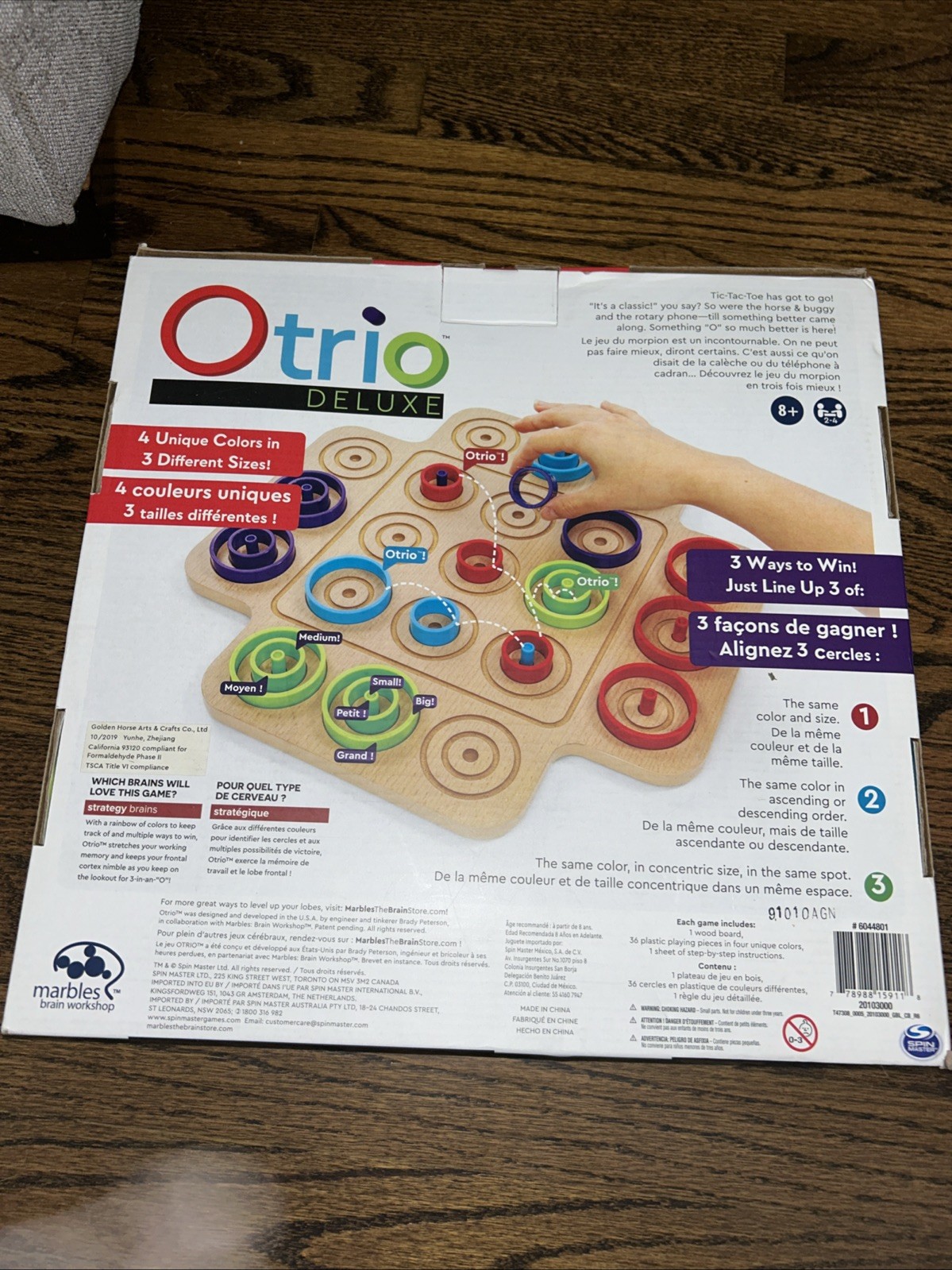 Otrio Deluxe – Tic Tac Toe Strategy Game Wood Board Complete by Marbles Brain