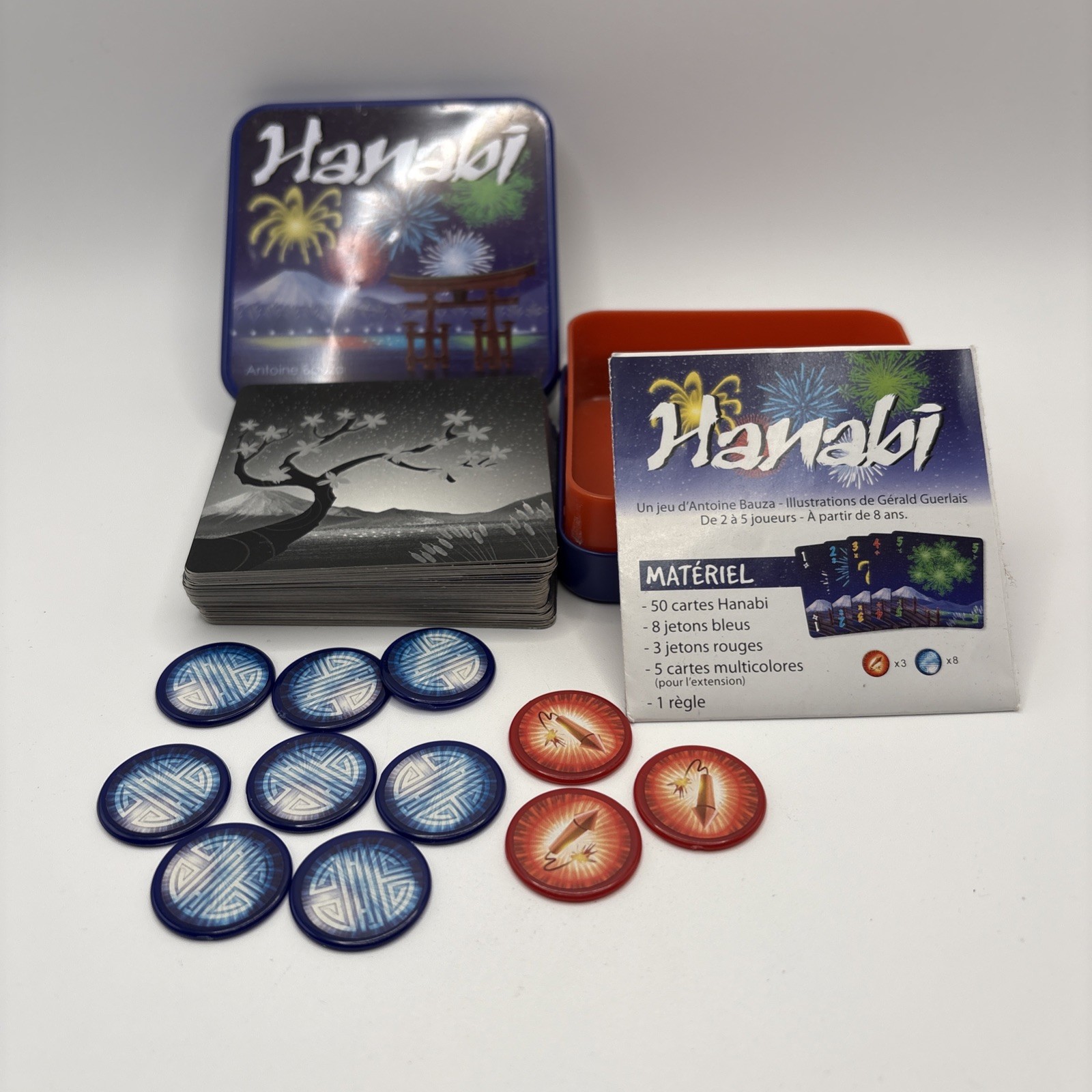Hanabi Card Game French Edition Antoine Bauza Cocktail Games Blue Tin Complete