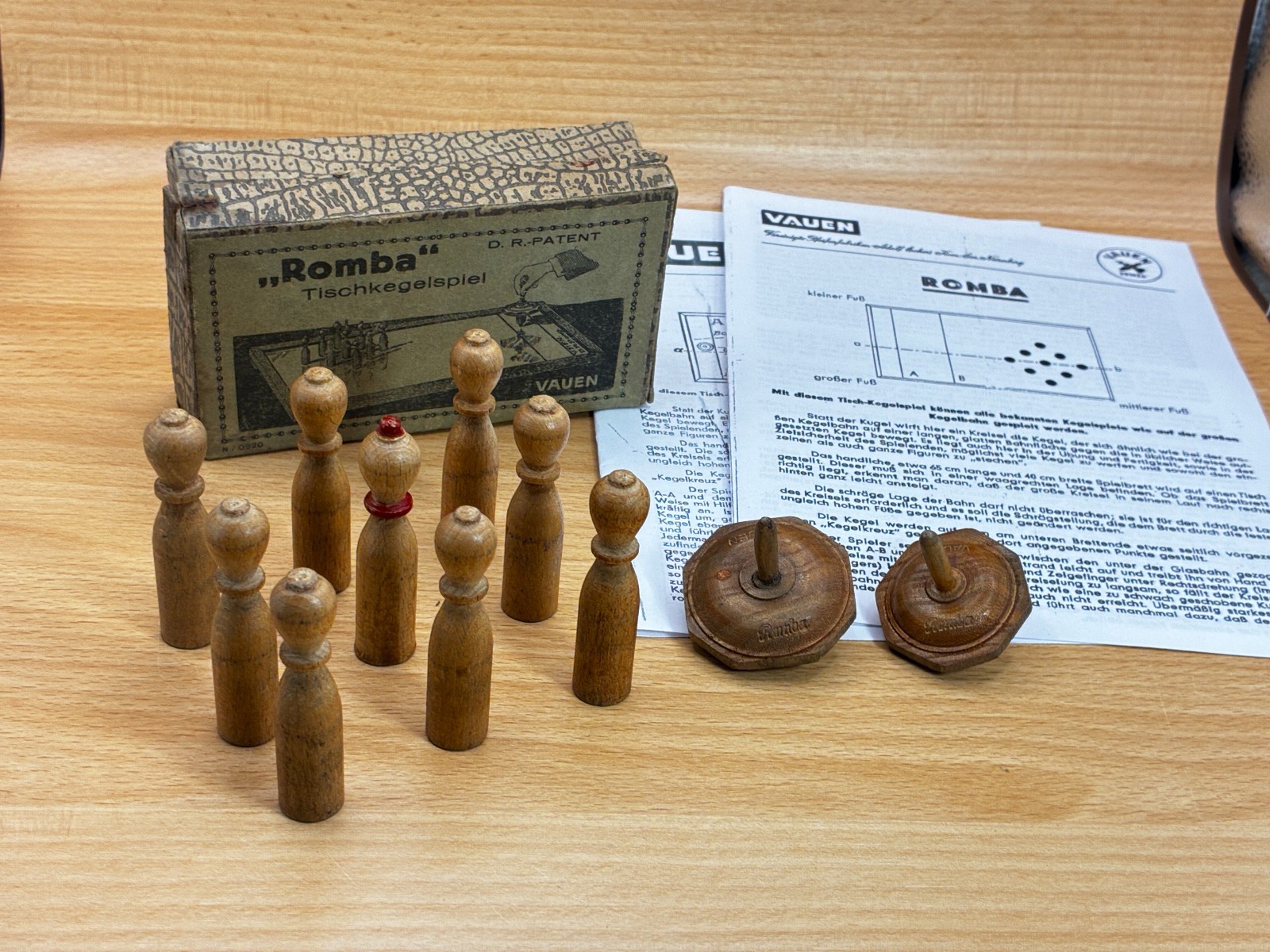 Accessories Romba bowling game for table bowling game Vauen with instructions, antique from 1913
