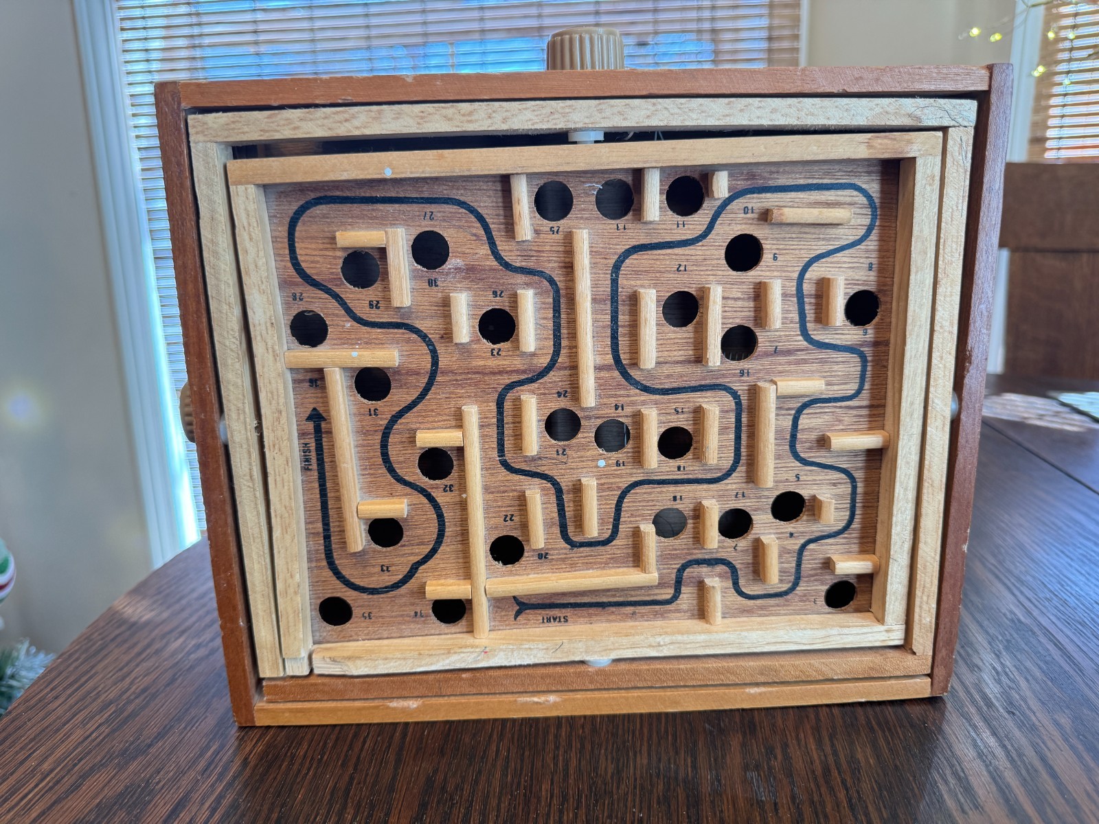 Vintage Labyrinth Wooden Marble Tilting Maze Puzzle Game -No Marbles
