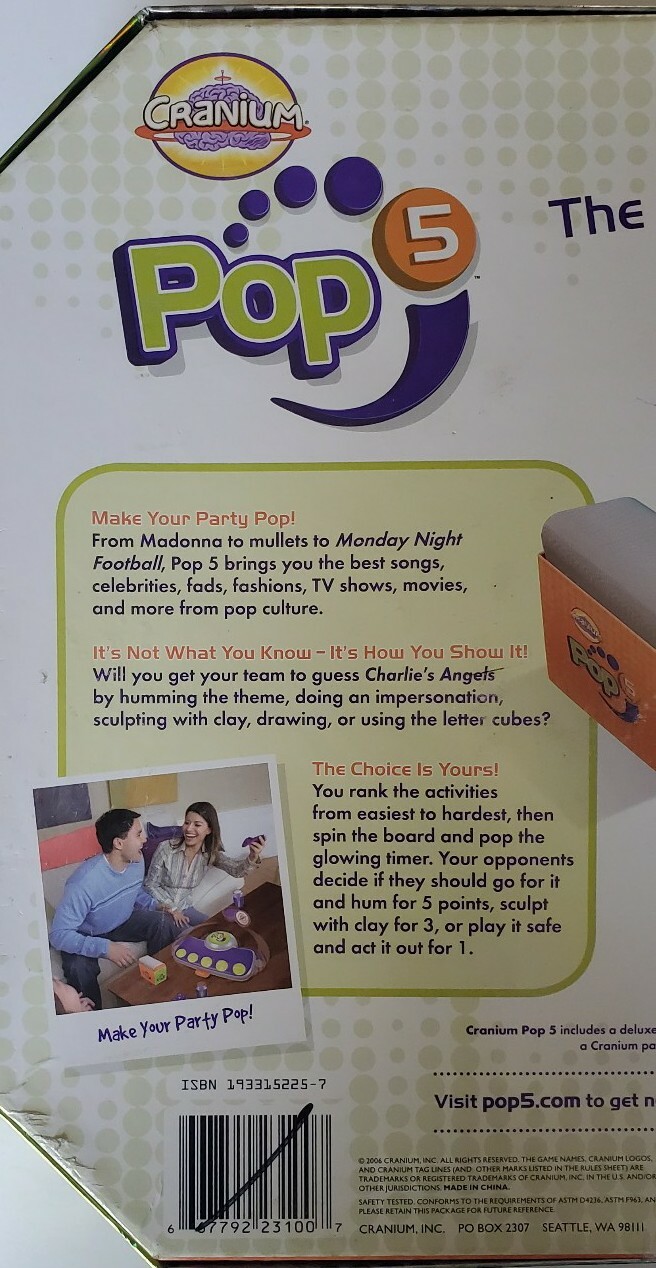 Cranium Pop 5 Adult Pop Culture Game Complete New In Box