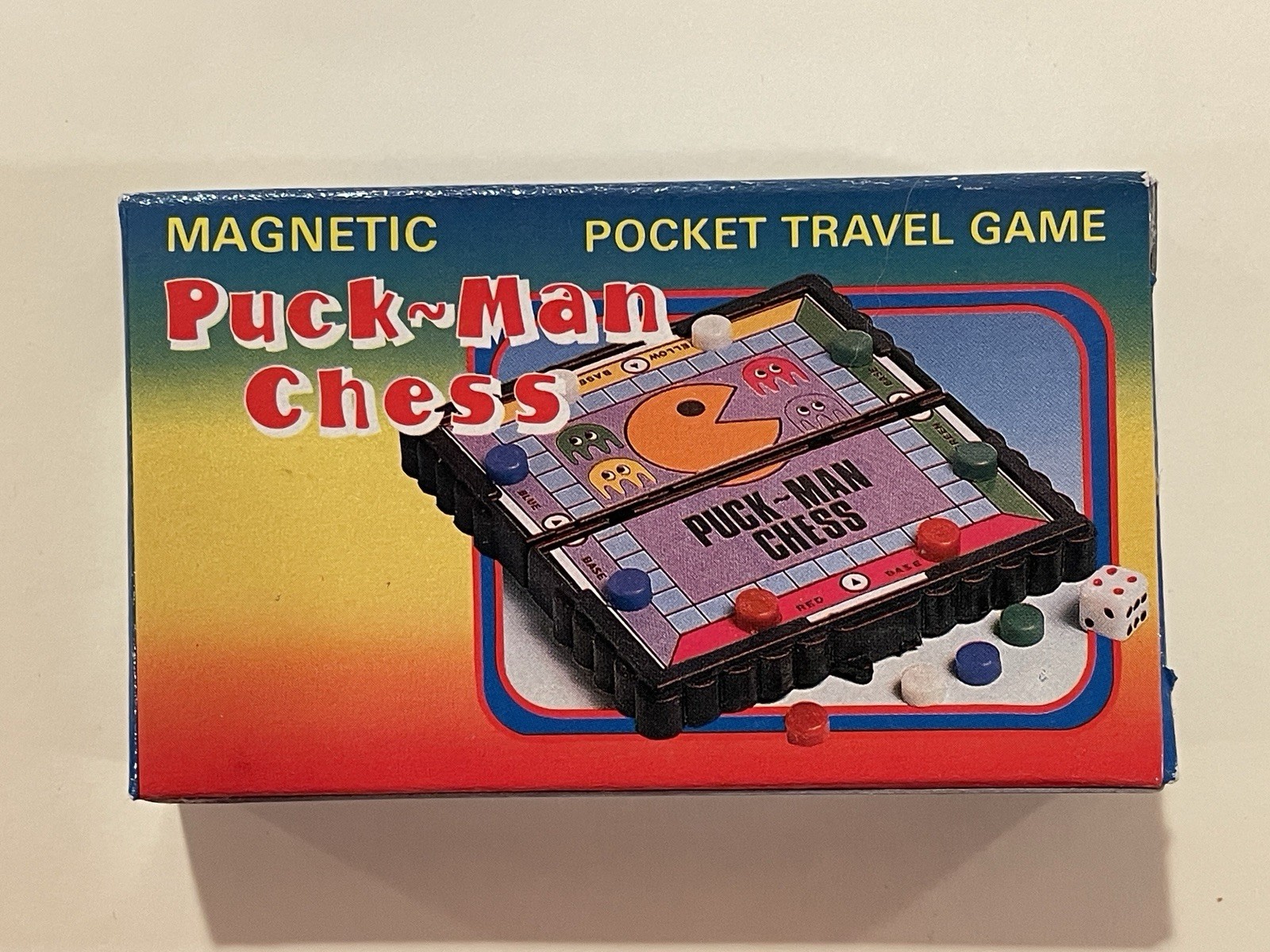 Vintage Mini Magnetic Travel Game Travel Puck Man Chess Theme Pocket Game