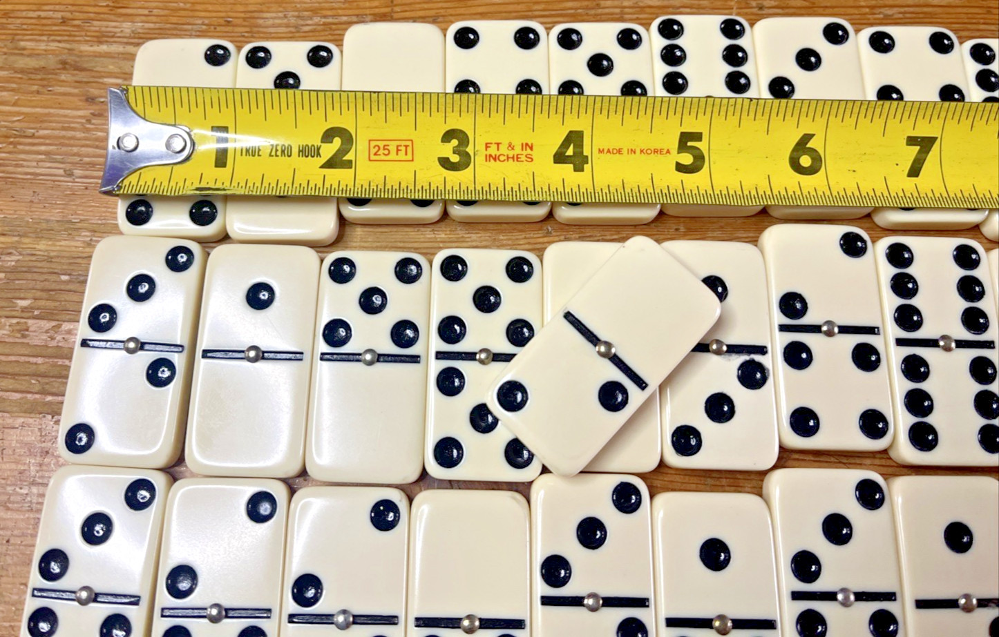Double Six Dominoes Wooden Case Set of 28 Metal Spinner Wood Box