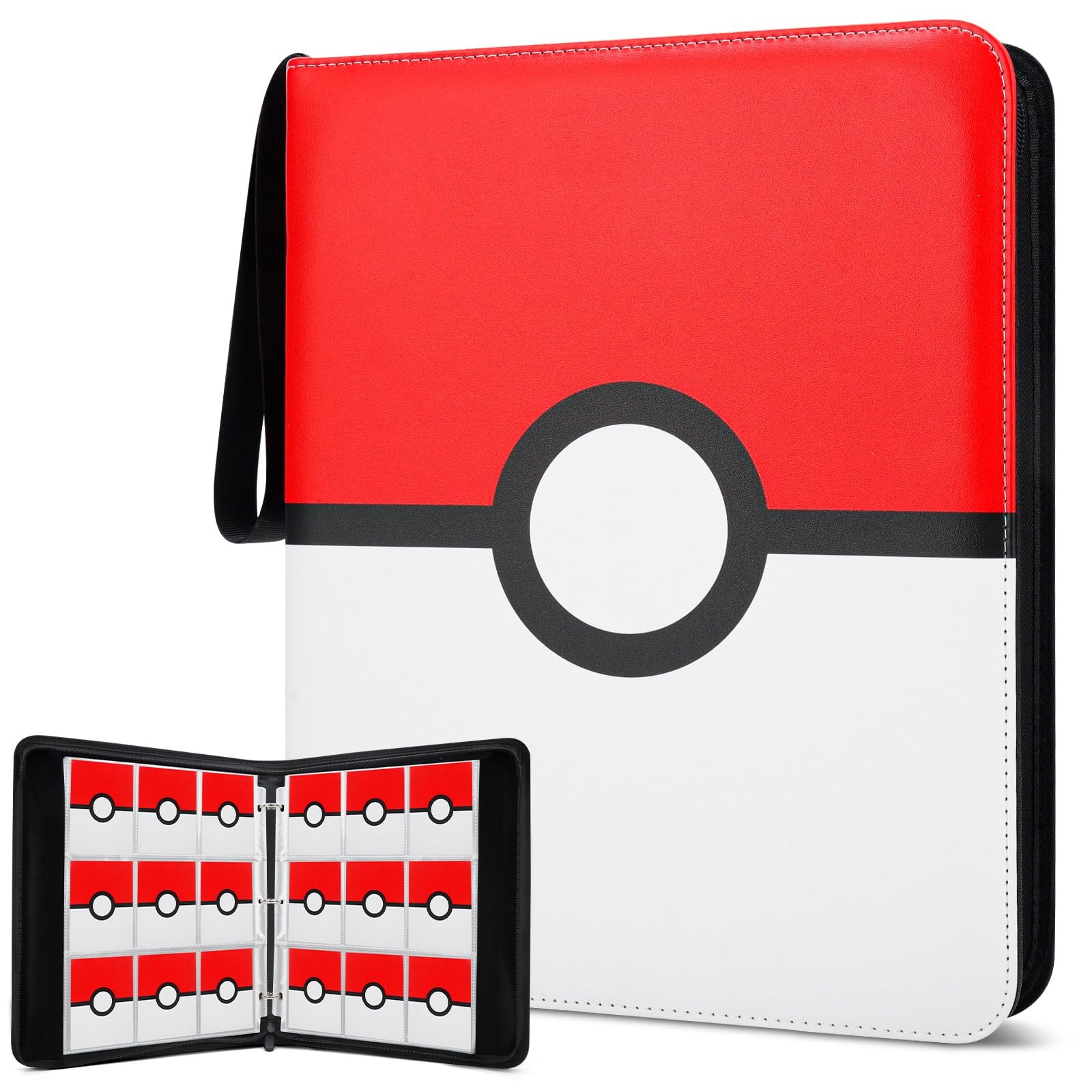 Card Binder 9 Pocket, 900 Pockets Extra Large Trading Large, Red & White