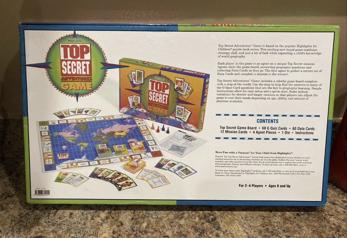 TOP SECRET ADVENTURES BOARD GAME HIGHLIGHTS EDUCATIONAL TEACHER Game!