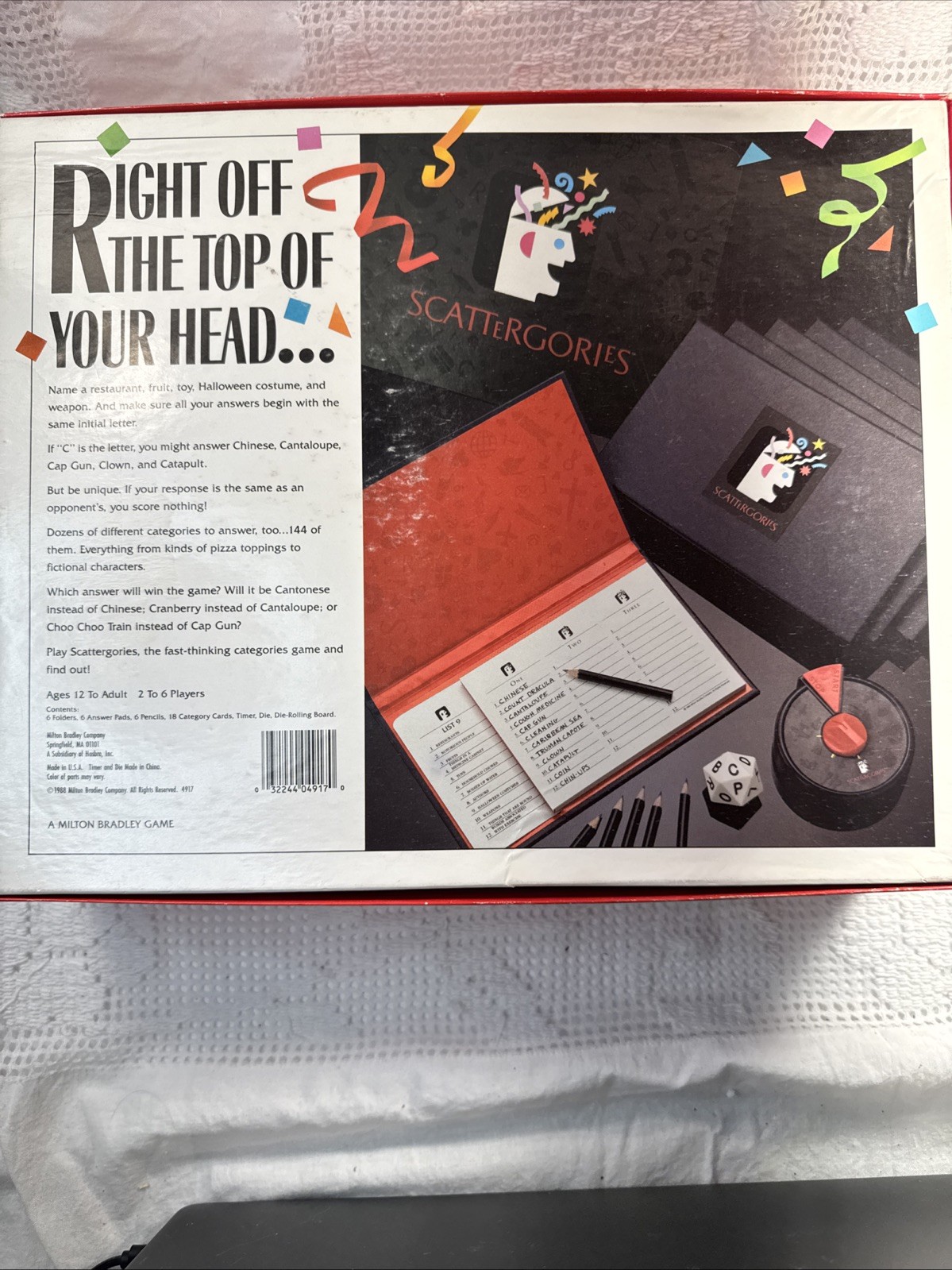 The Game Of Scattergories 1988 COMPLETE – Milton Bradley