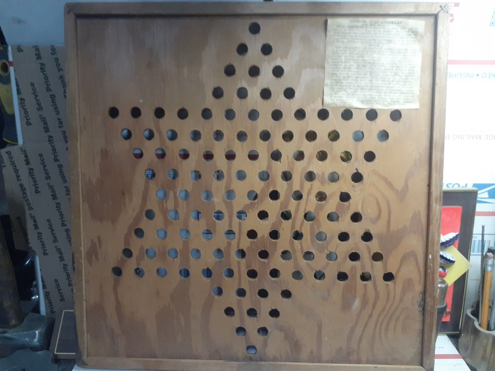 Vintage 1938 Star Checkers Chinese Checkers Board L.G. Ballard Topeka KS