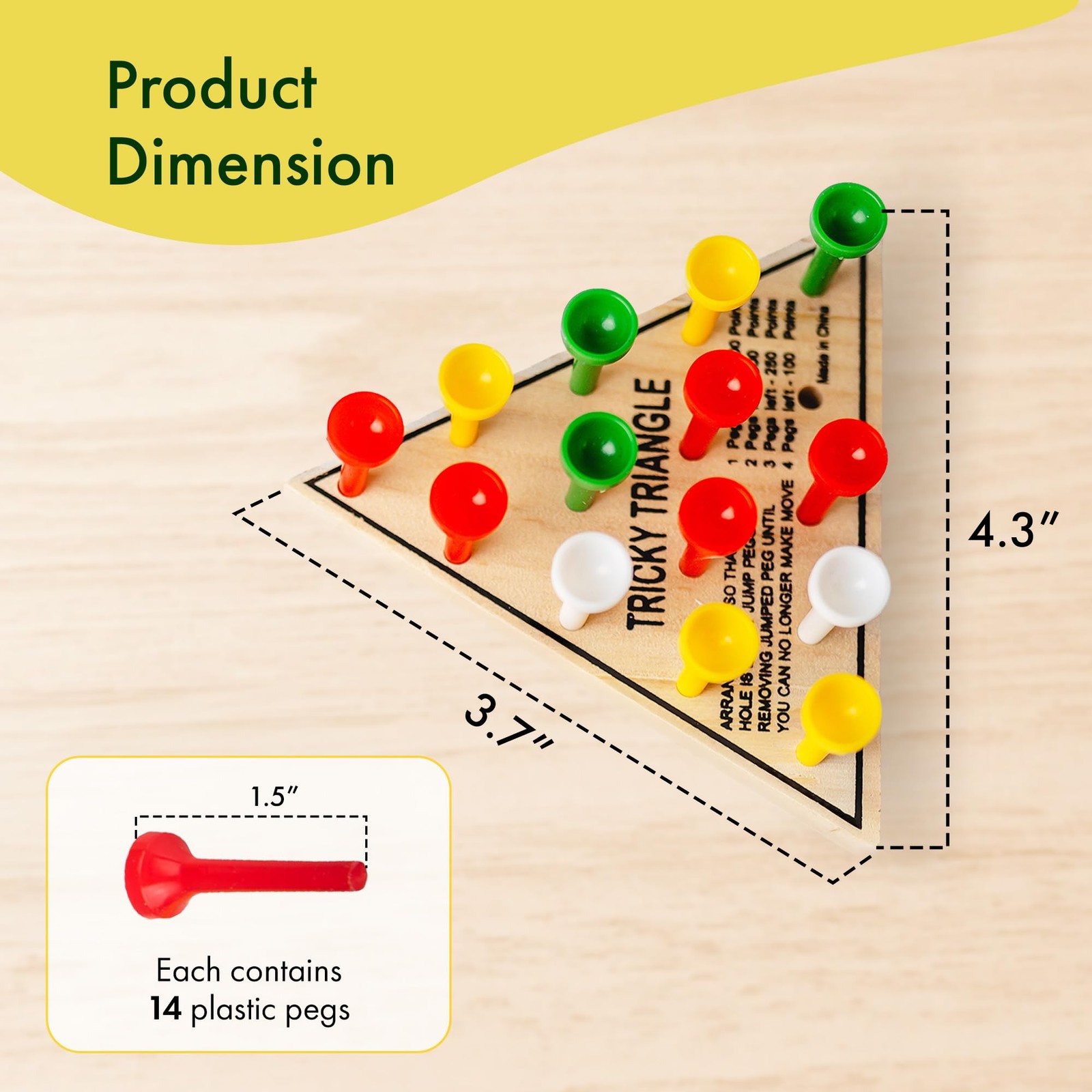 3 Pack – Wooden Triangle Peg Board Game – Retro Mini Travel Game