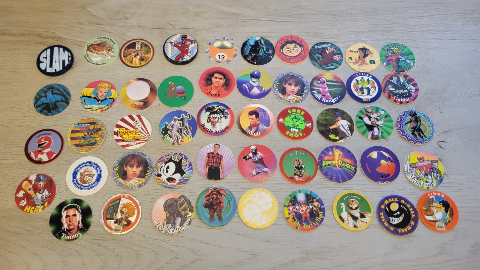Power Rangers Pogs Large Miscellaneous Lot of 49 Vintage Collectible Milk Caps