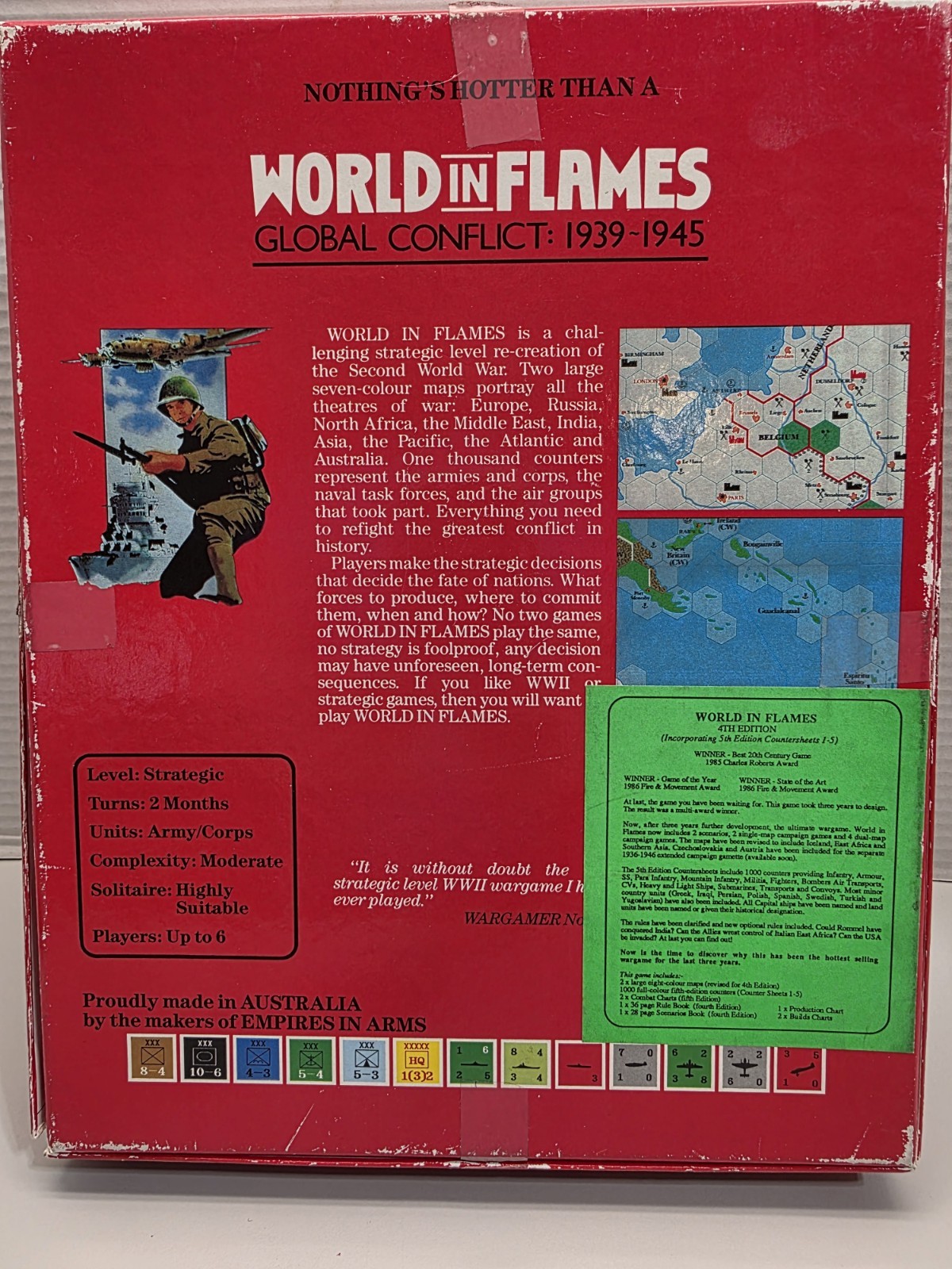 ADG – WORLD IN FLAMES Box Game – WW2 Global Conflict 1939-45 (4th Edition)