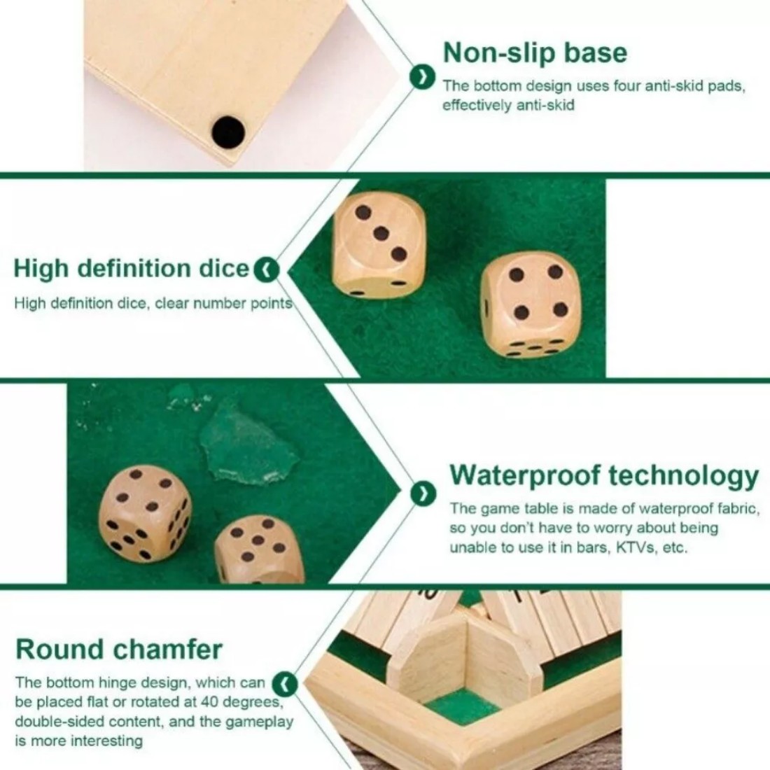 NEW 4-Player Shut The Box Dice Game Wooden Family Party Porch Pub Bar Board Game