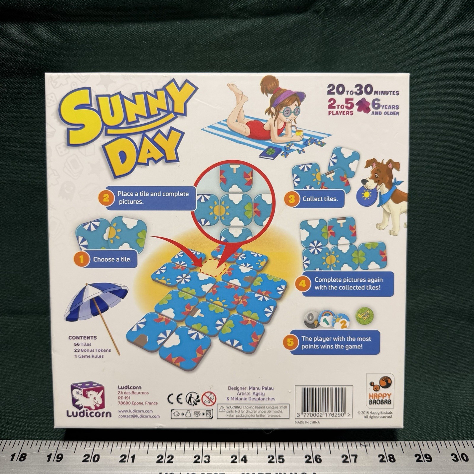 Sunny Day Board Game – Ludicorn – 100% COMPLETE – Ships Free – Tile Matching
