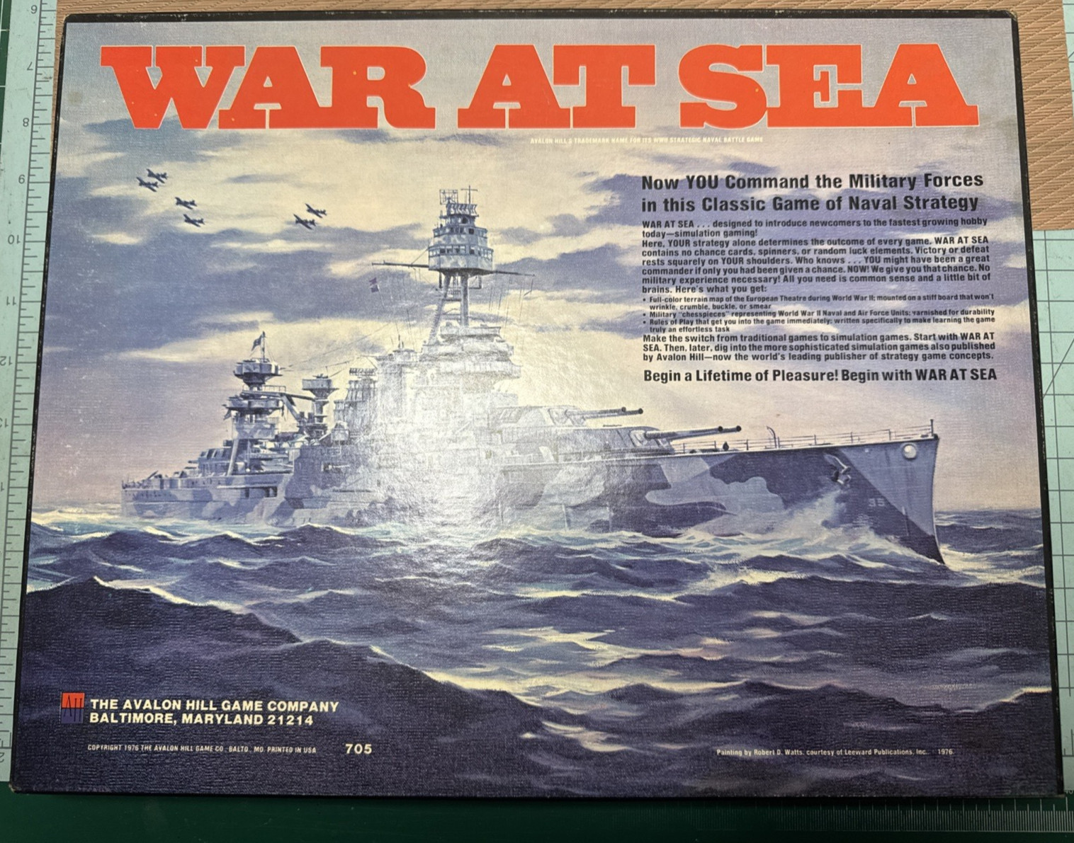 Vintage War at Sea Board Game – Avalon Hill (1976) – with Map, Counters