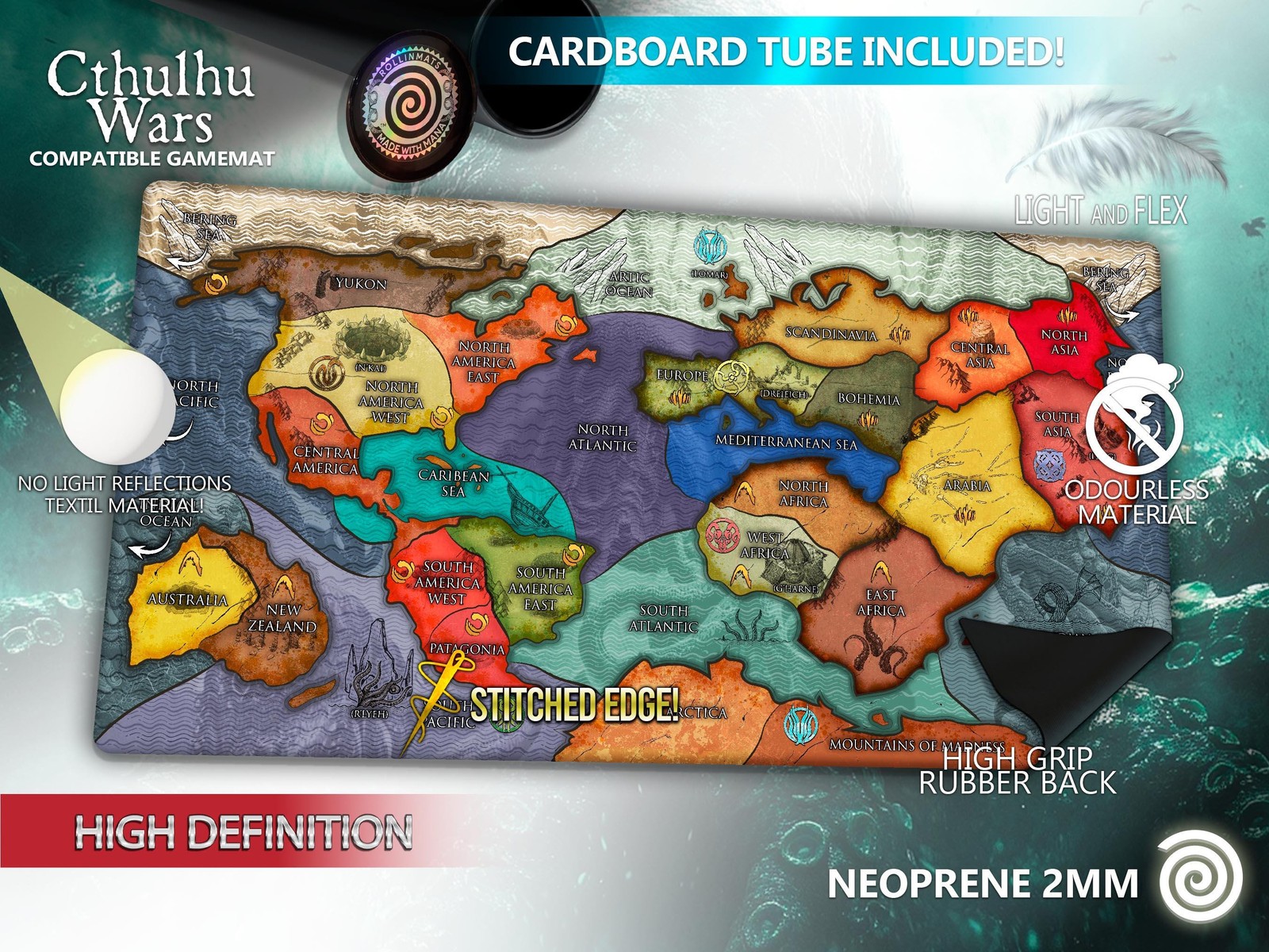 Playmat Cthulhu Wars Compatible Gamemat (Giant / Oversized sizes)