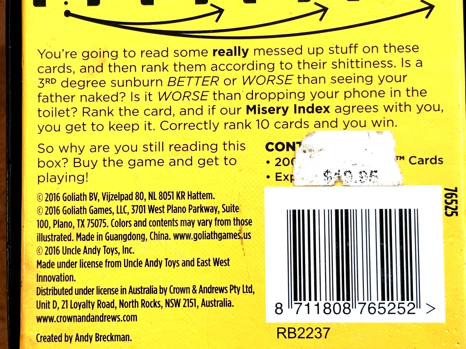 Sh*t Happens(Yes,this is a card game.)For 2+Players,18 yrs.+,200 NastySituations