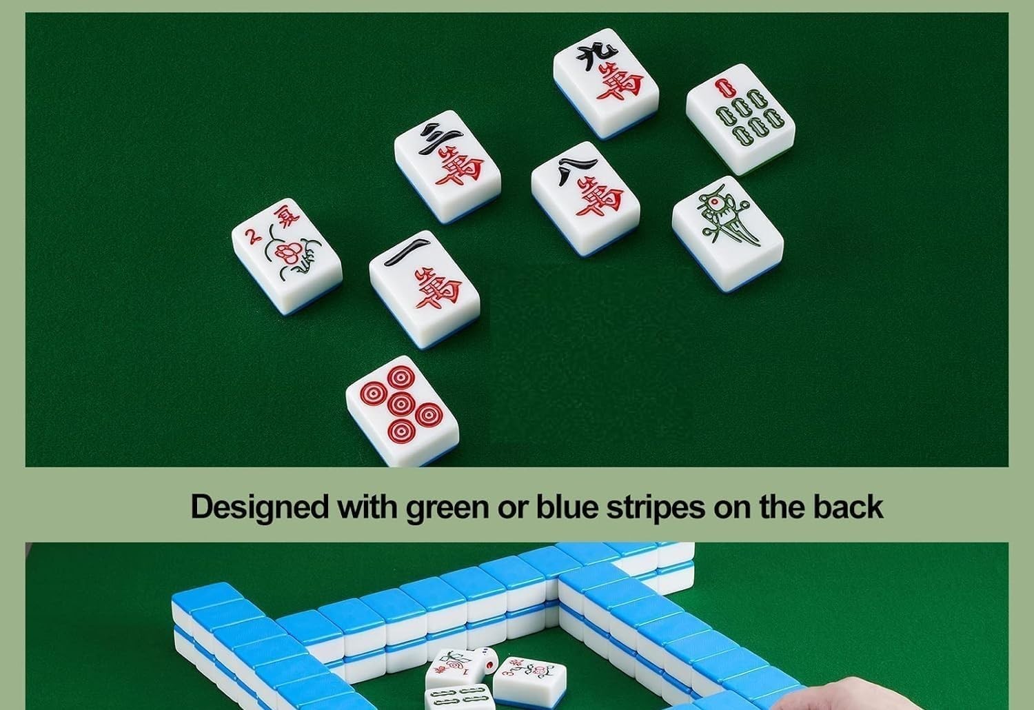 Large Size Chinese Mahjong Set 1.6 inches Board Game Classic 麻将 with 146+ Blu…