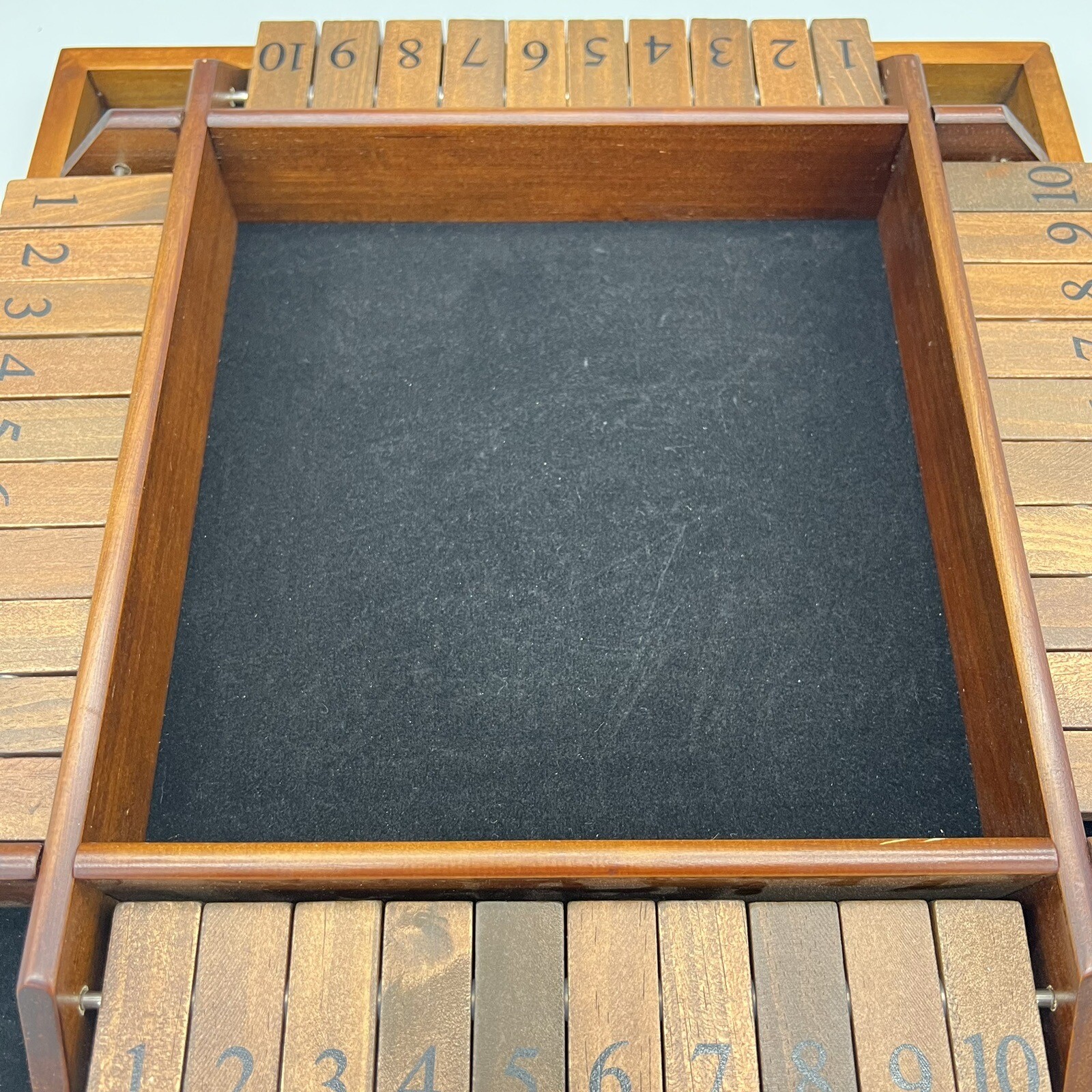 WE Games 4 Player Shut The Box Dice Game Walnut Stained Wood EUC