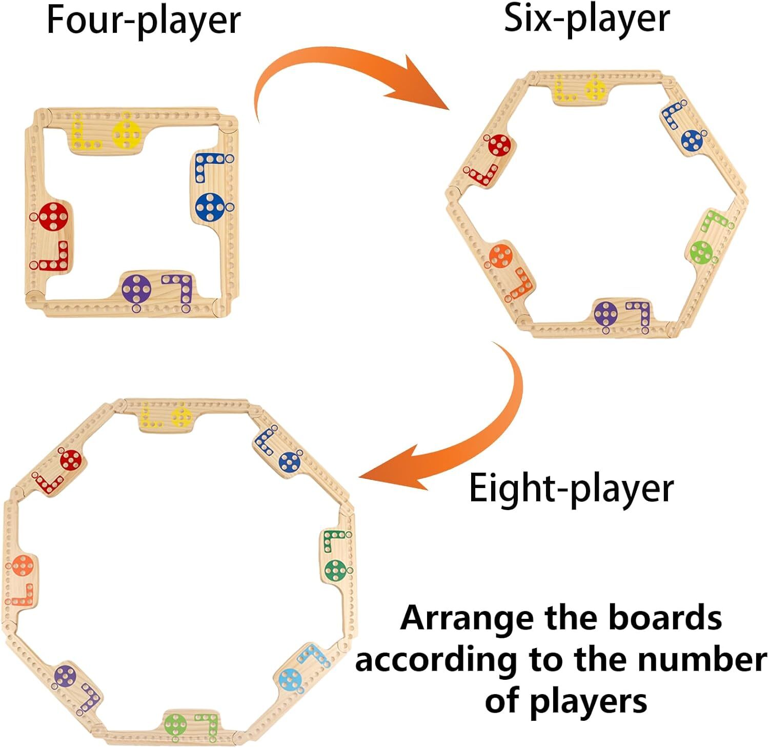 Wood Pegs and Jokers Board Game Set 2 to 8 Player with Cards Marbles Portable