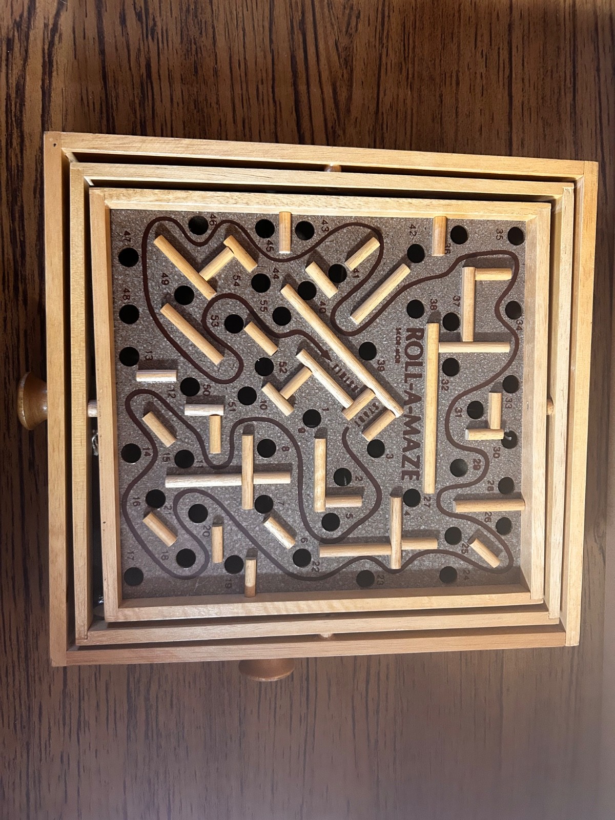 Vintage Labyrinth Wooden Marble Tilting Maze Puzzle Game Roll-A-Maze